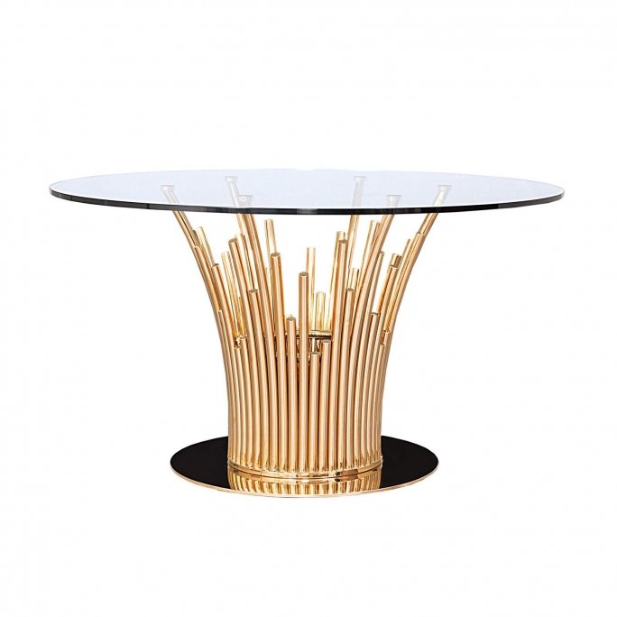 MAURIS LUXURY ROUND GLASS DINING TABLE