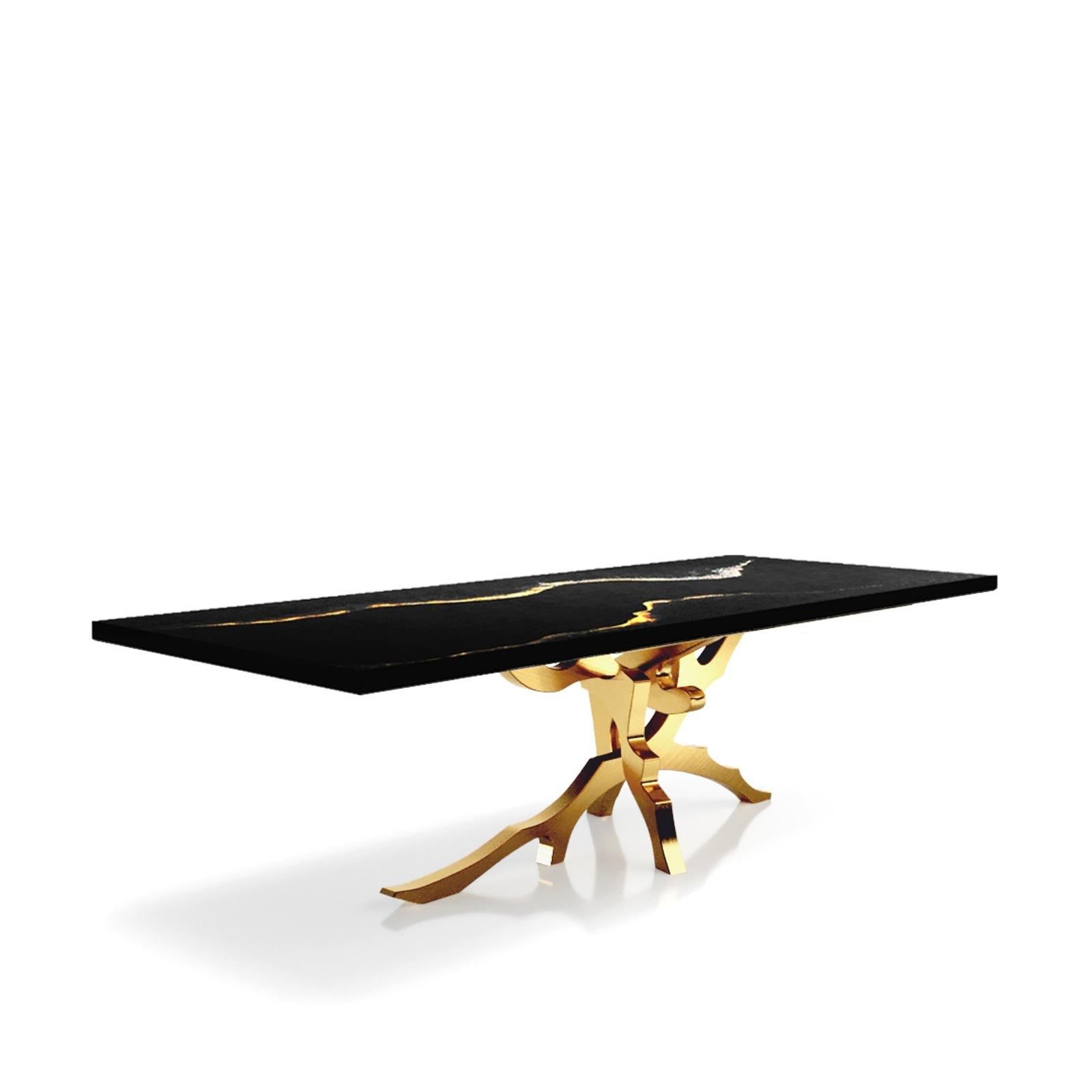 Albero Brushed Titanium Gold Black Mountain Top Large Dining Table