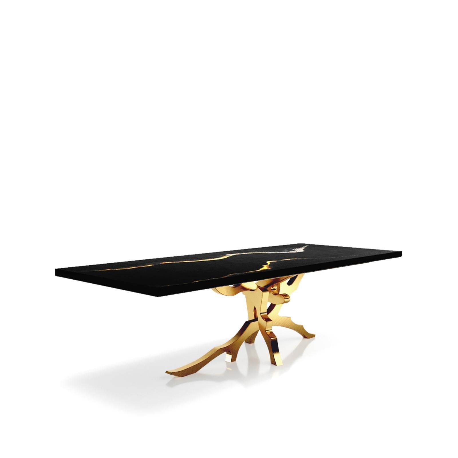 Albero Brushed Titanium Gold Black Mountain Top Small Dining Table