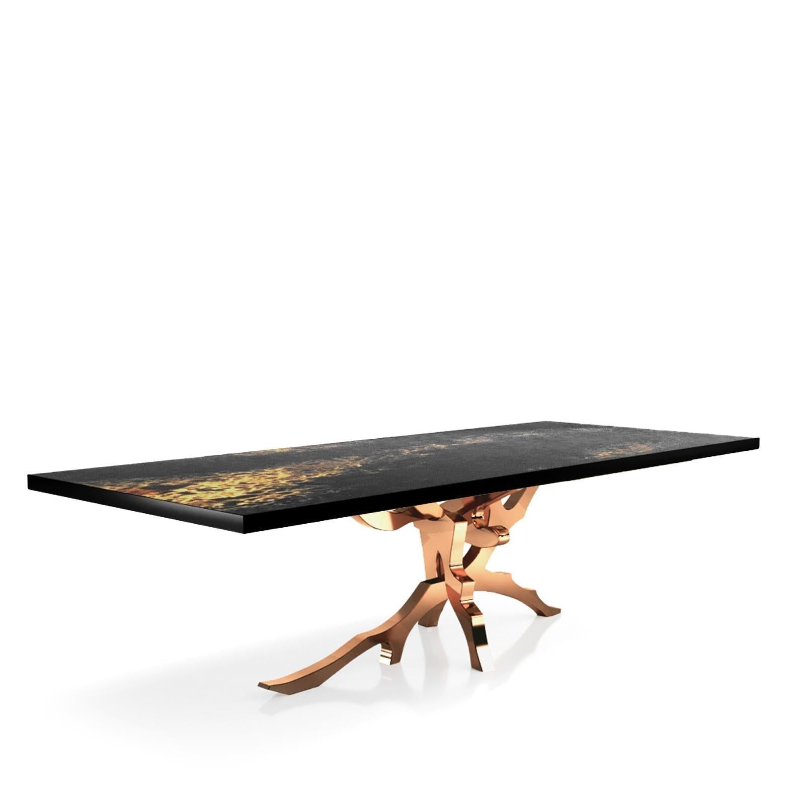 Albero Rose Gold Black Art Top Large Dining Table