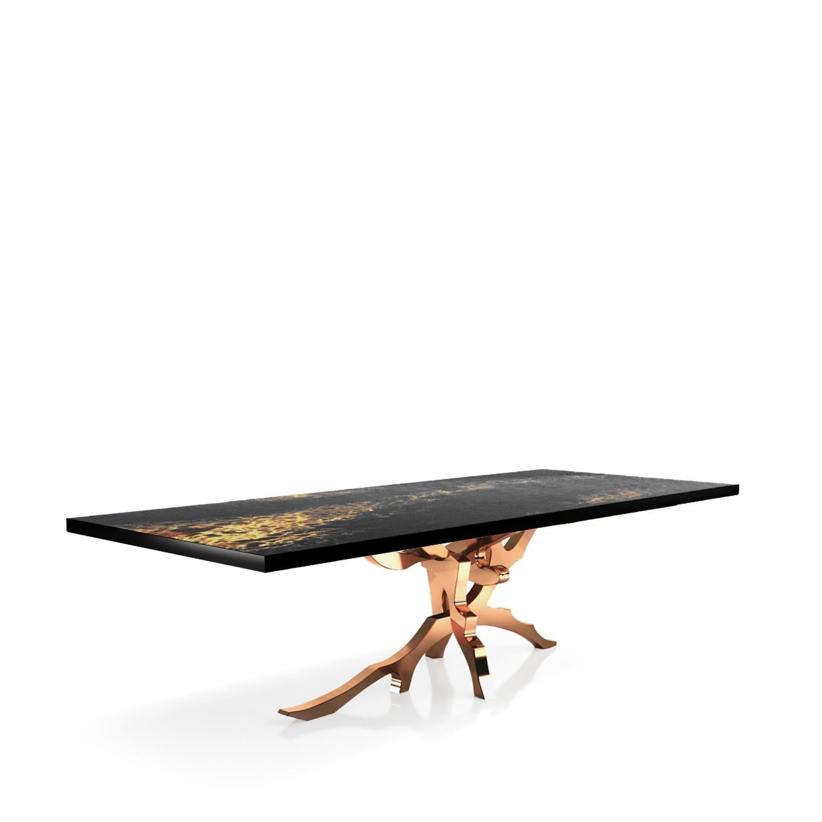 Albero Rose Gold Black Art Top Small Dining Table