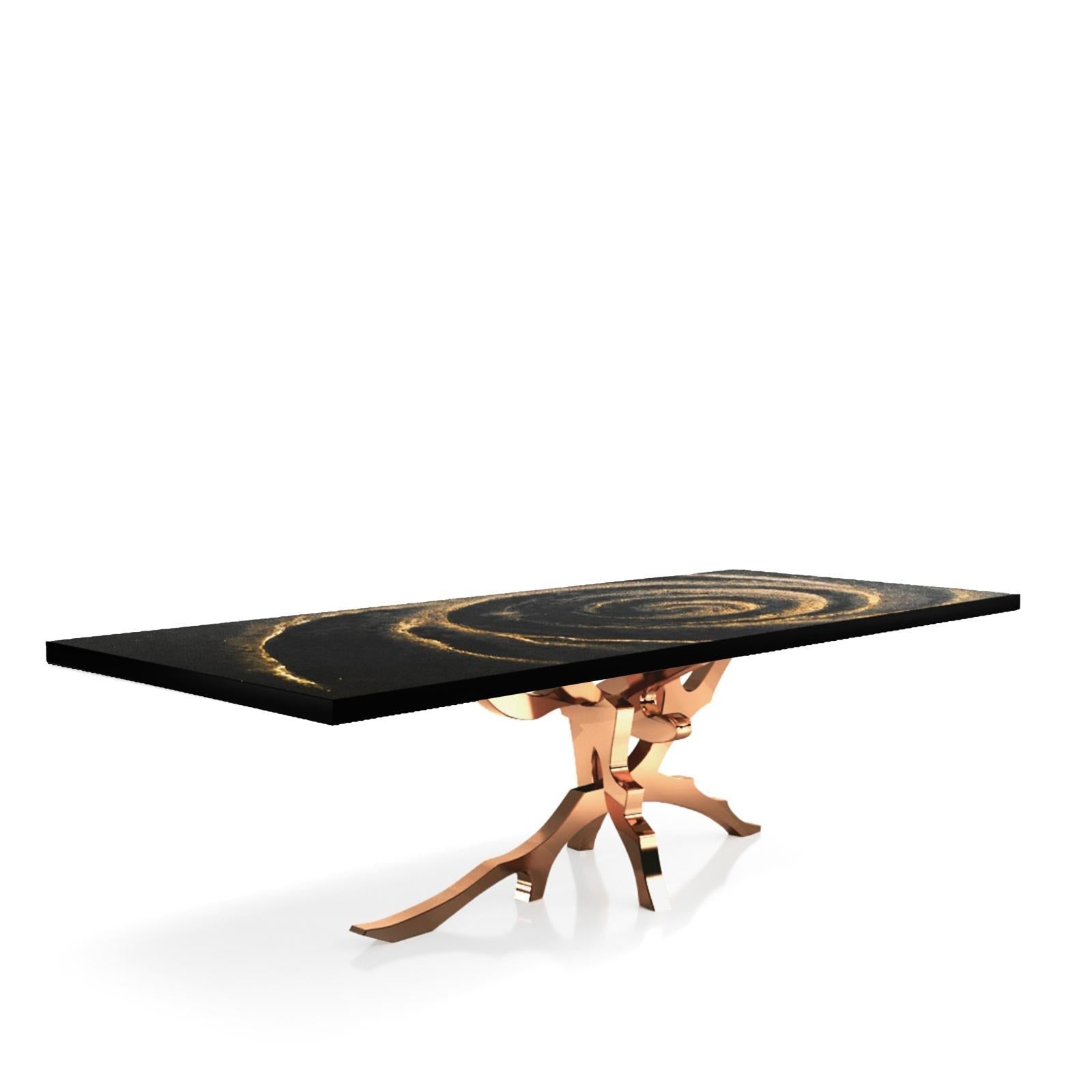 Albero Rose Gold Black Fiore Top Large Dining Table