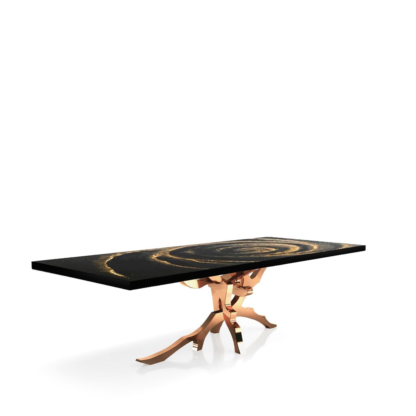 Albero Rose Gold Black Fiore Top Small Dining Table