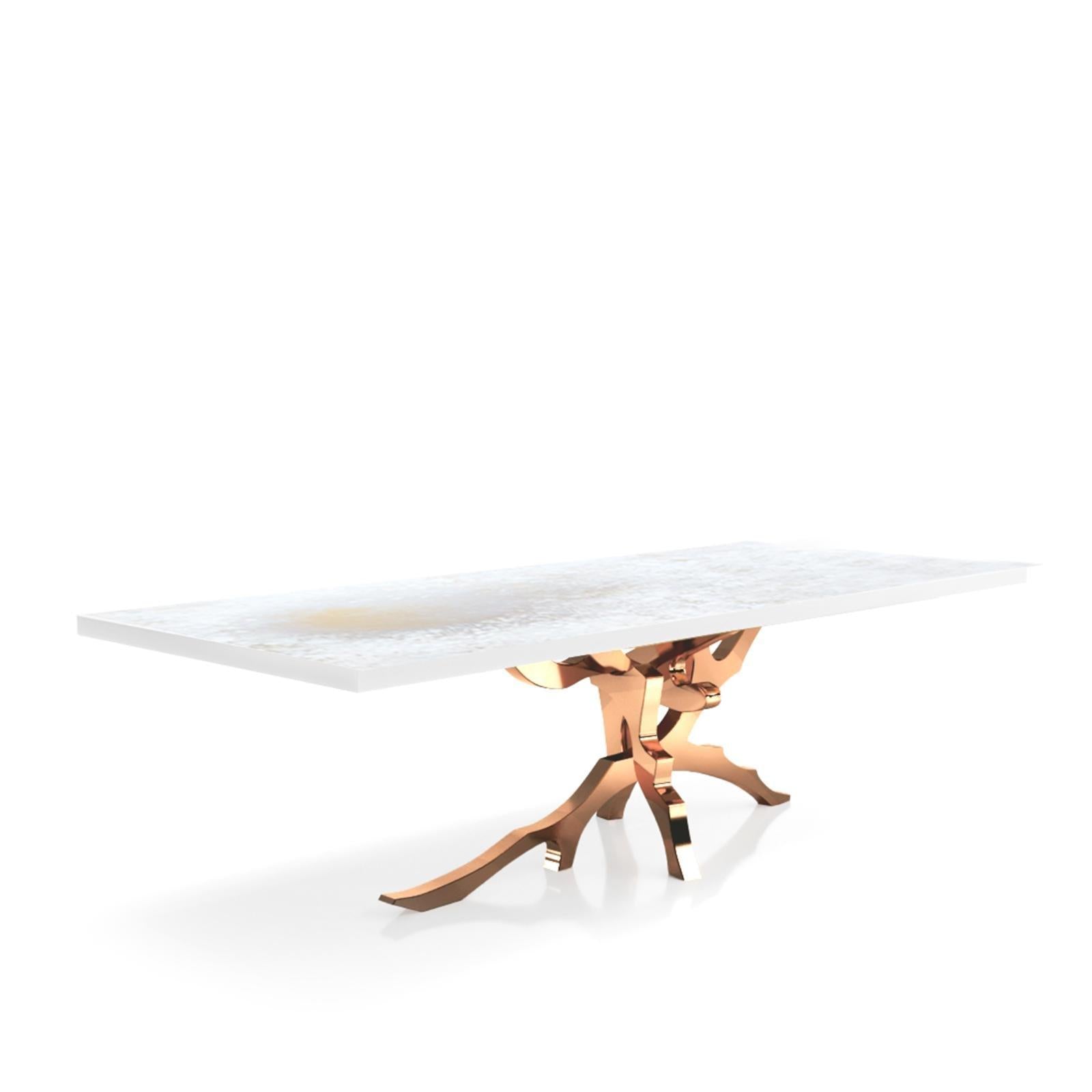 Albero Rose Gold White Art Top Large Dining Table