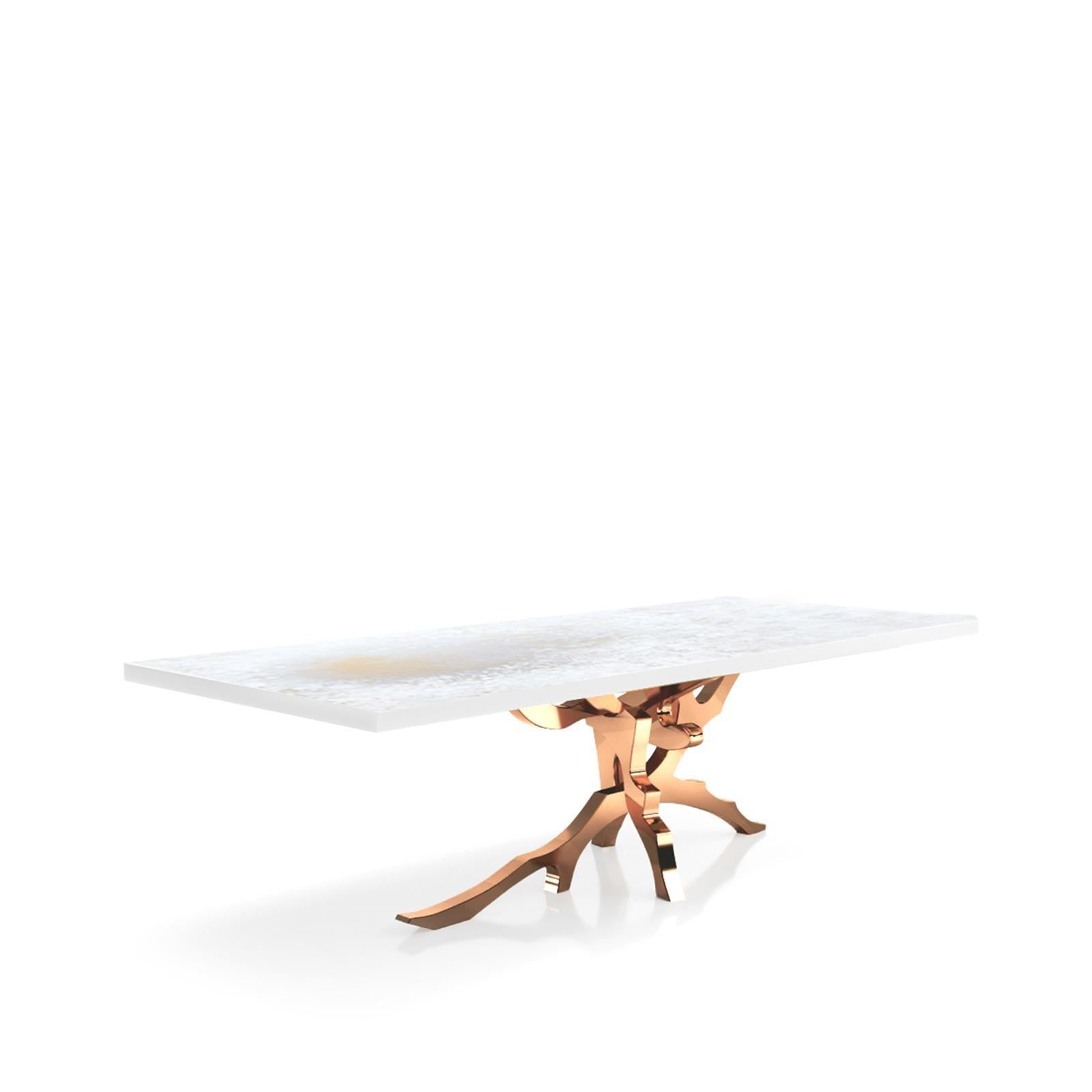 Albero Rose Gold White Art Top Small Dining Table