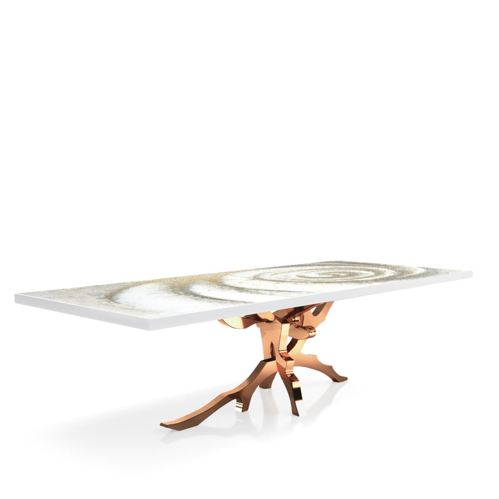 Albero Rose Gold White Fiore Top Large Dining Table