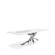 Albero Silver White Art Top Small Dining Table