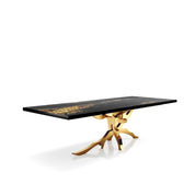 Albero Titanium Gold Black Art Top Large Dining Table