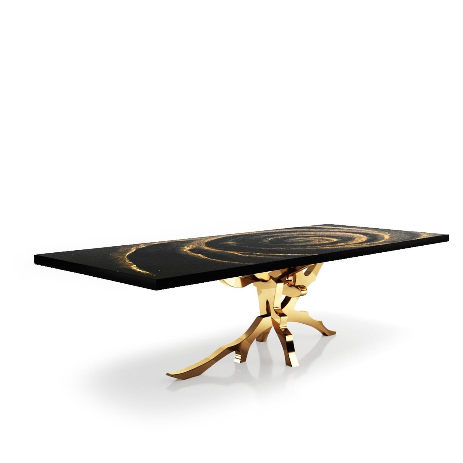 Albero Titanium Gold Black Fiore Top Large Dining Table