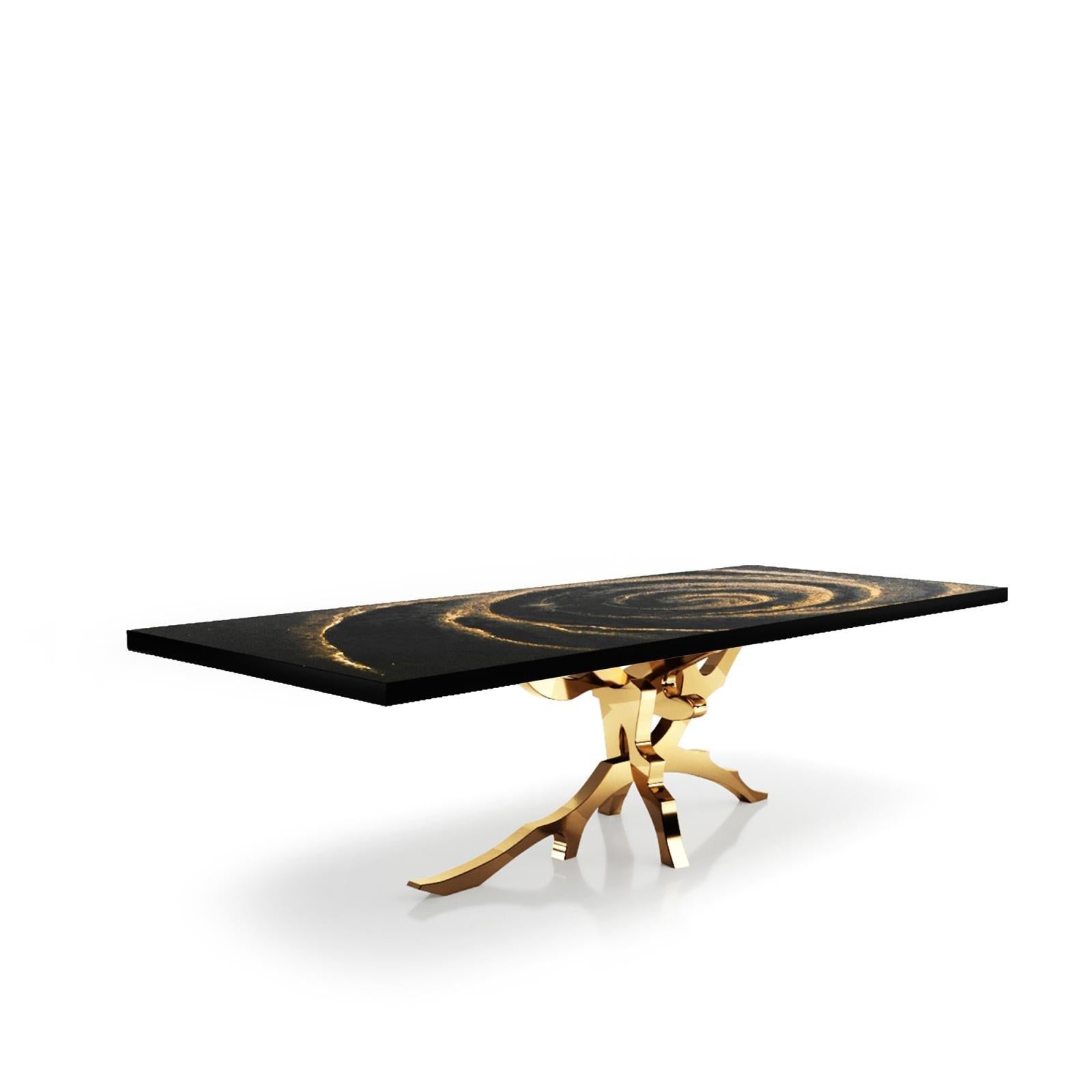 Albero Titanium Gold Black Fiore Top Small Dining Table