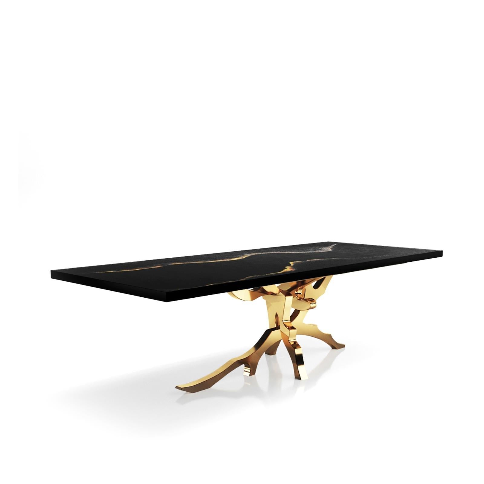 Albero Titanium Gold Black Mountain Top Large Dining Table