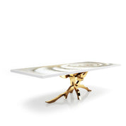 Albero Titanium Gold White Fiore Top Large Dining Table