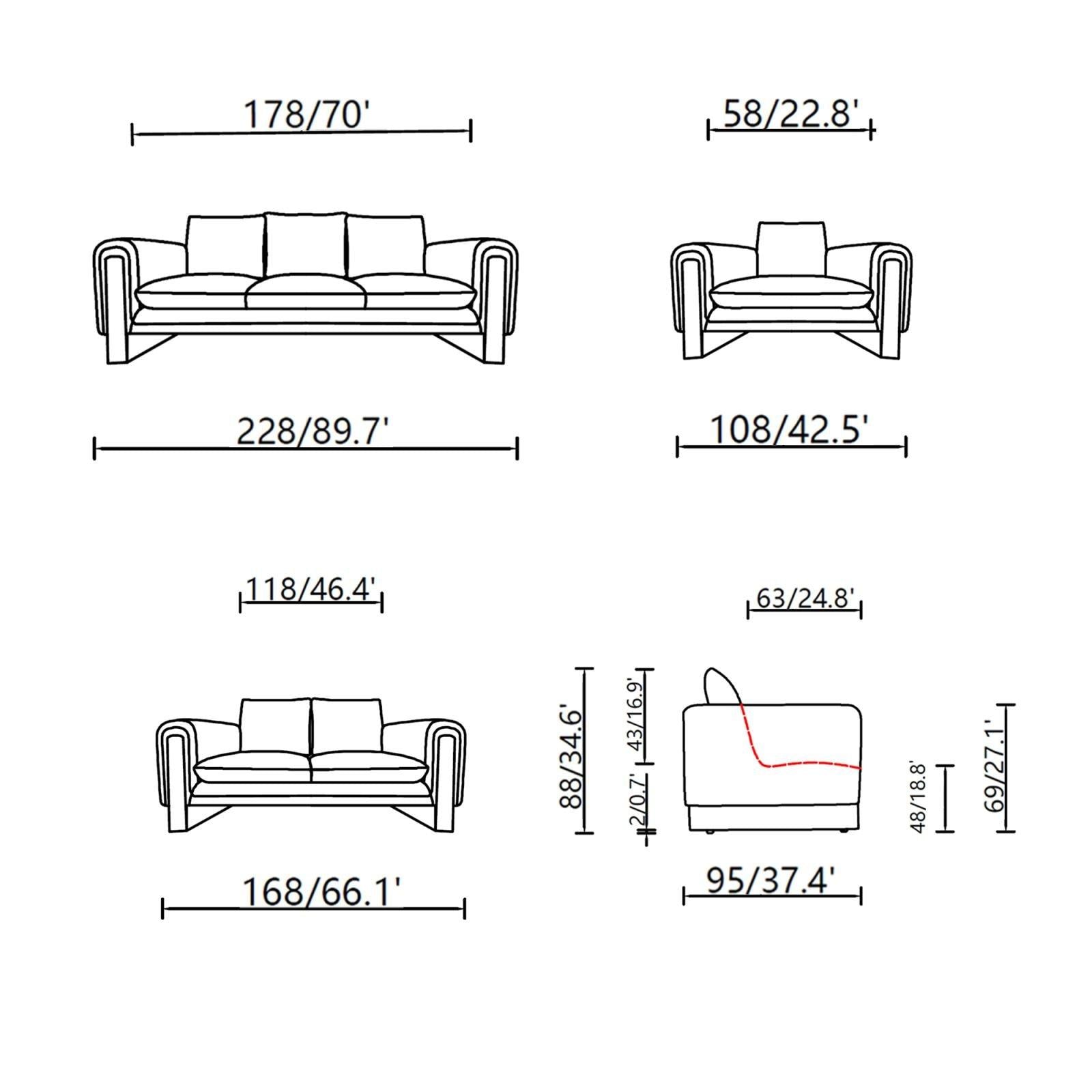 andrea dark gray luxury 8 sofa set