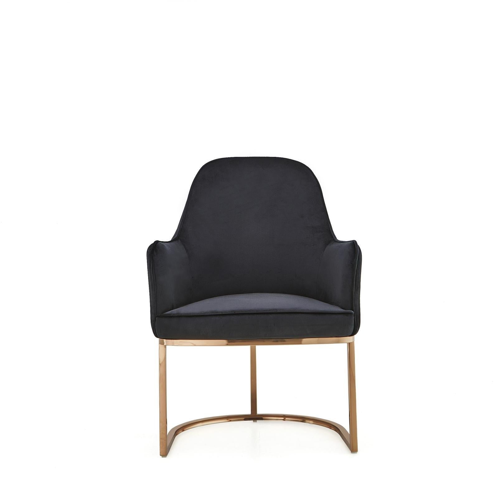 Andria Black Rose Gold Dining Chair