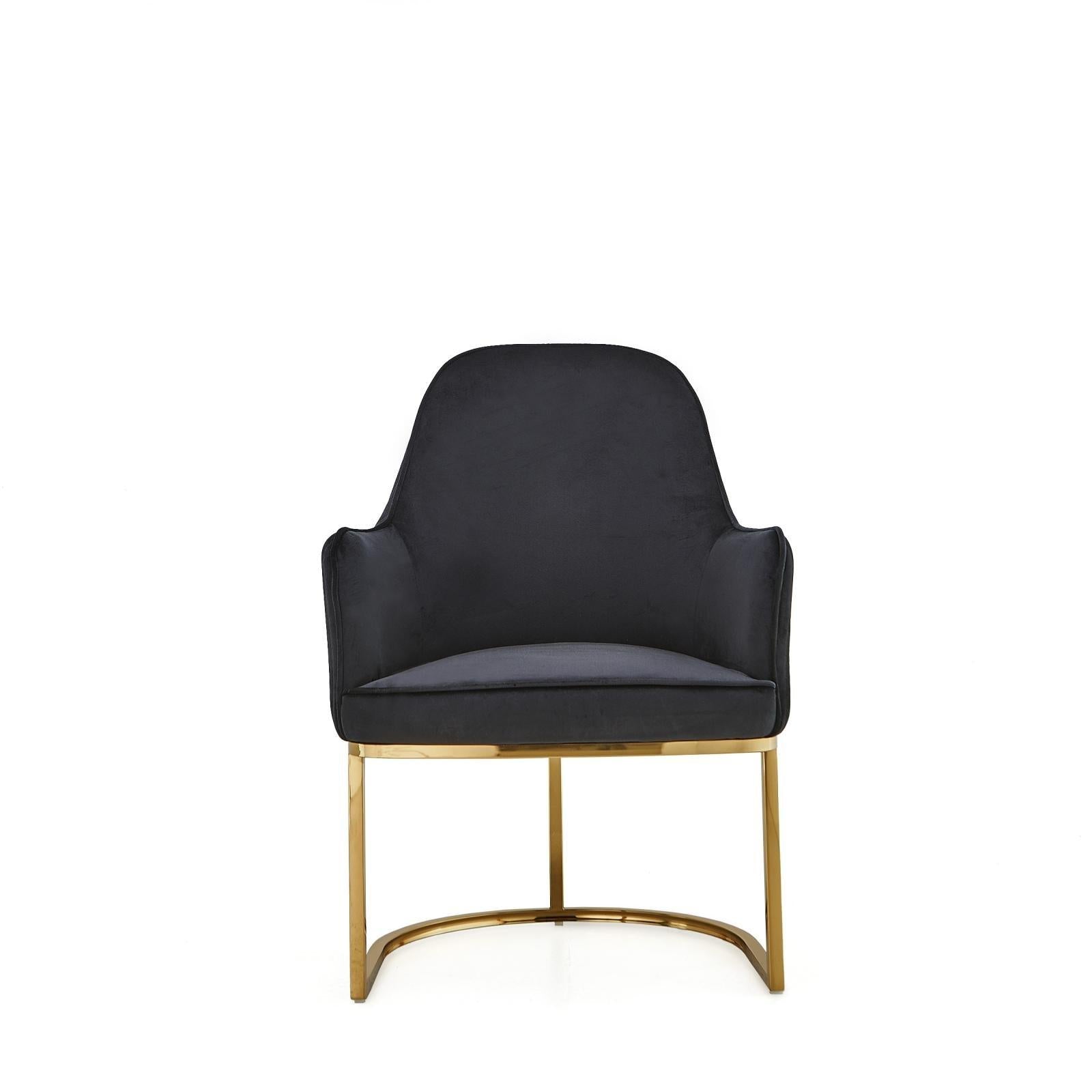 Andria Black Titanium Gold Dining Chair