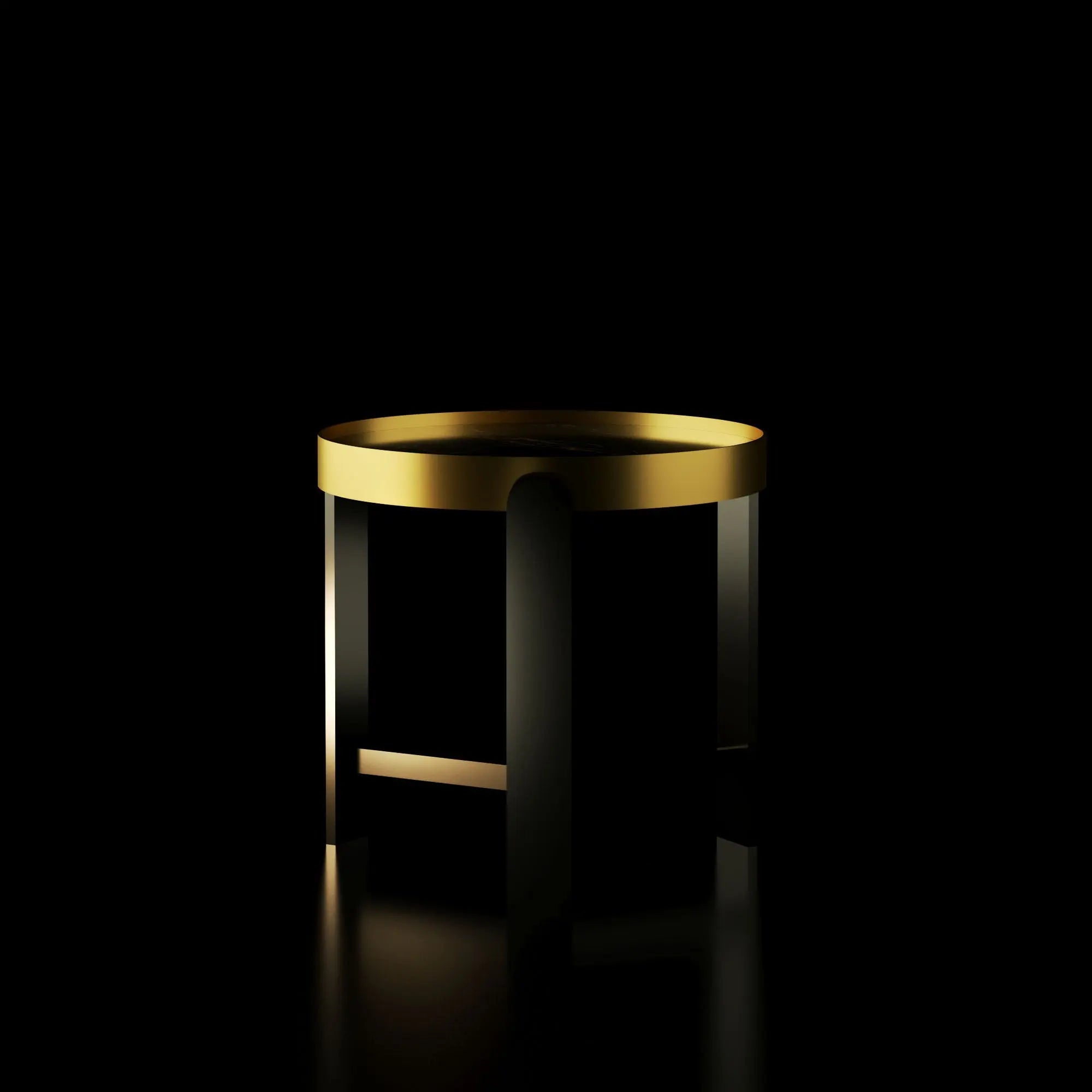 Armani Brushed Champagne Gold & Black Round End Table   My Store  End Table