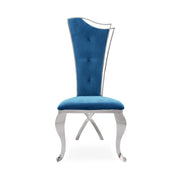 belladonna silver dark blue velvet dining chair