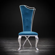 belladonna silver dark blue velvet modern dining chair