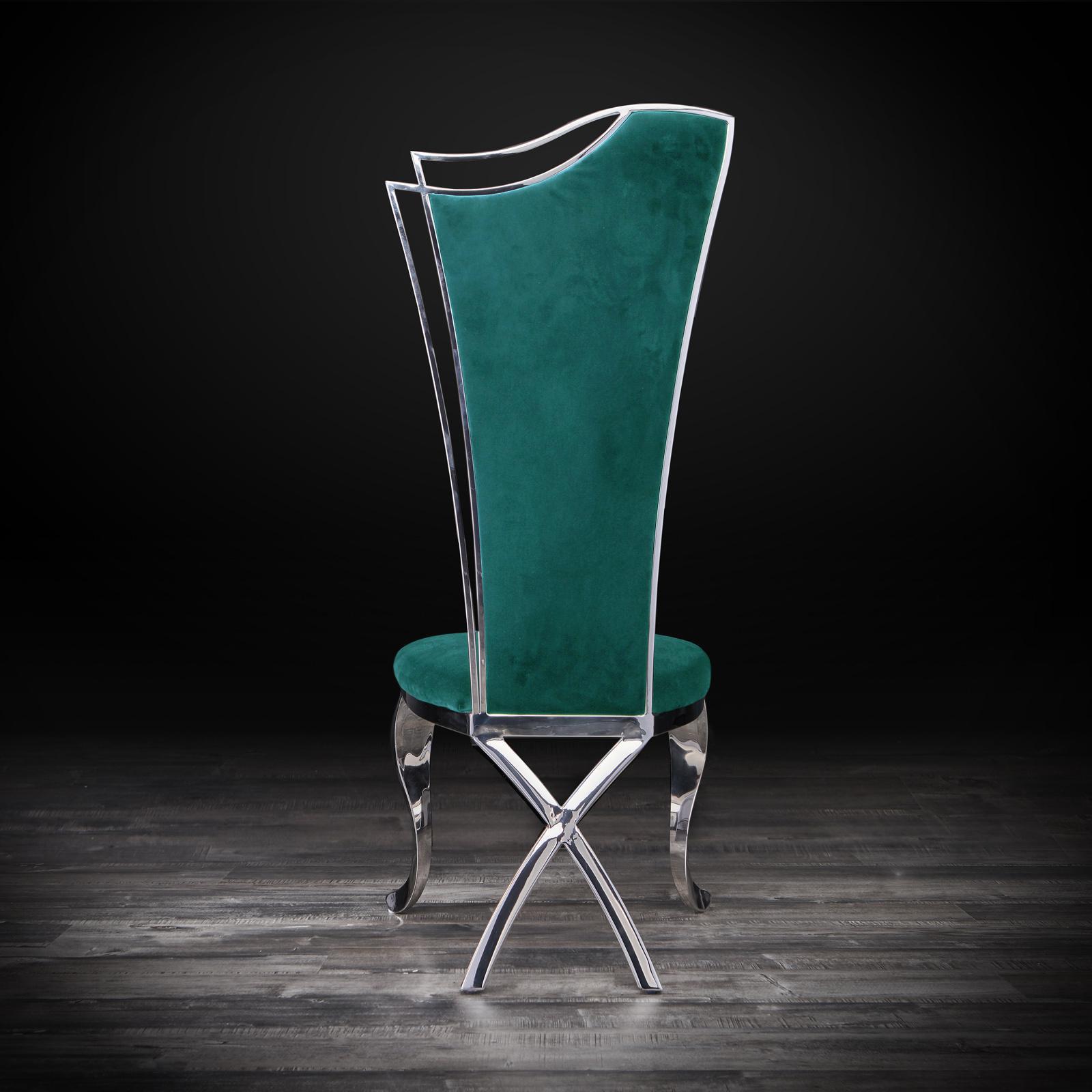 belladonna silver dark green velvet luxury dining chair