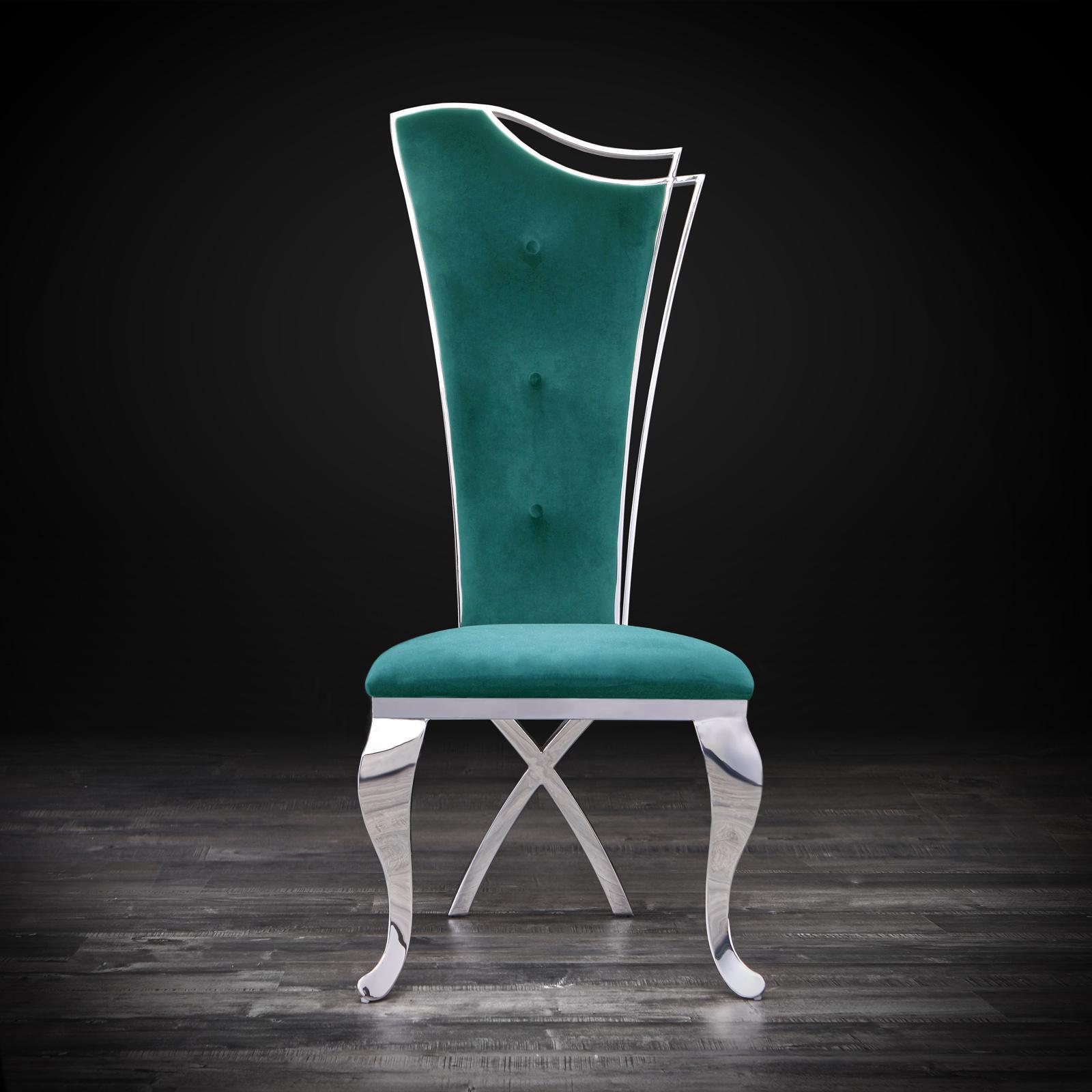 belladonna silver dark green velvet modern dining chair