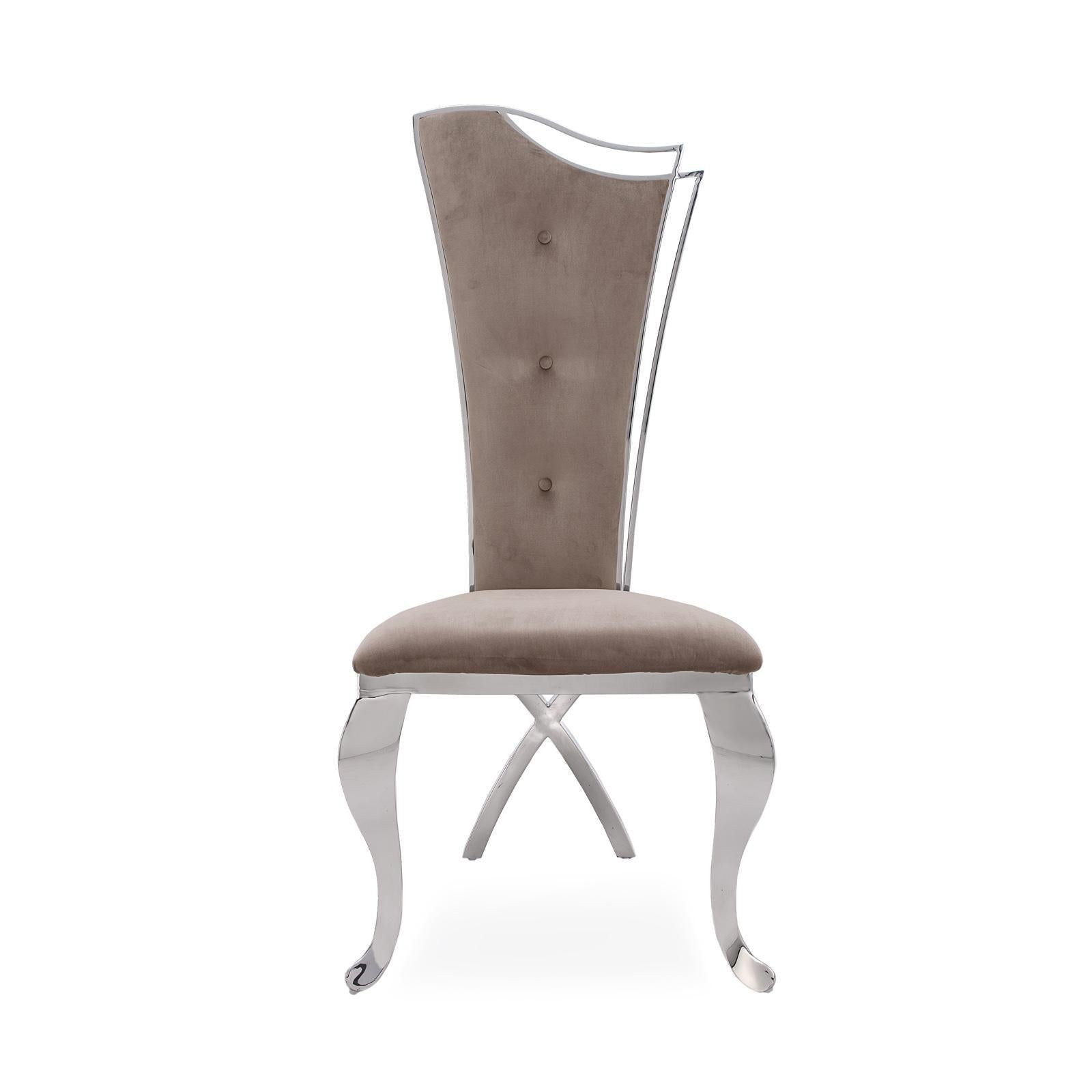 belladonna silver taupe velvet dining chair