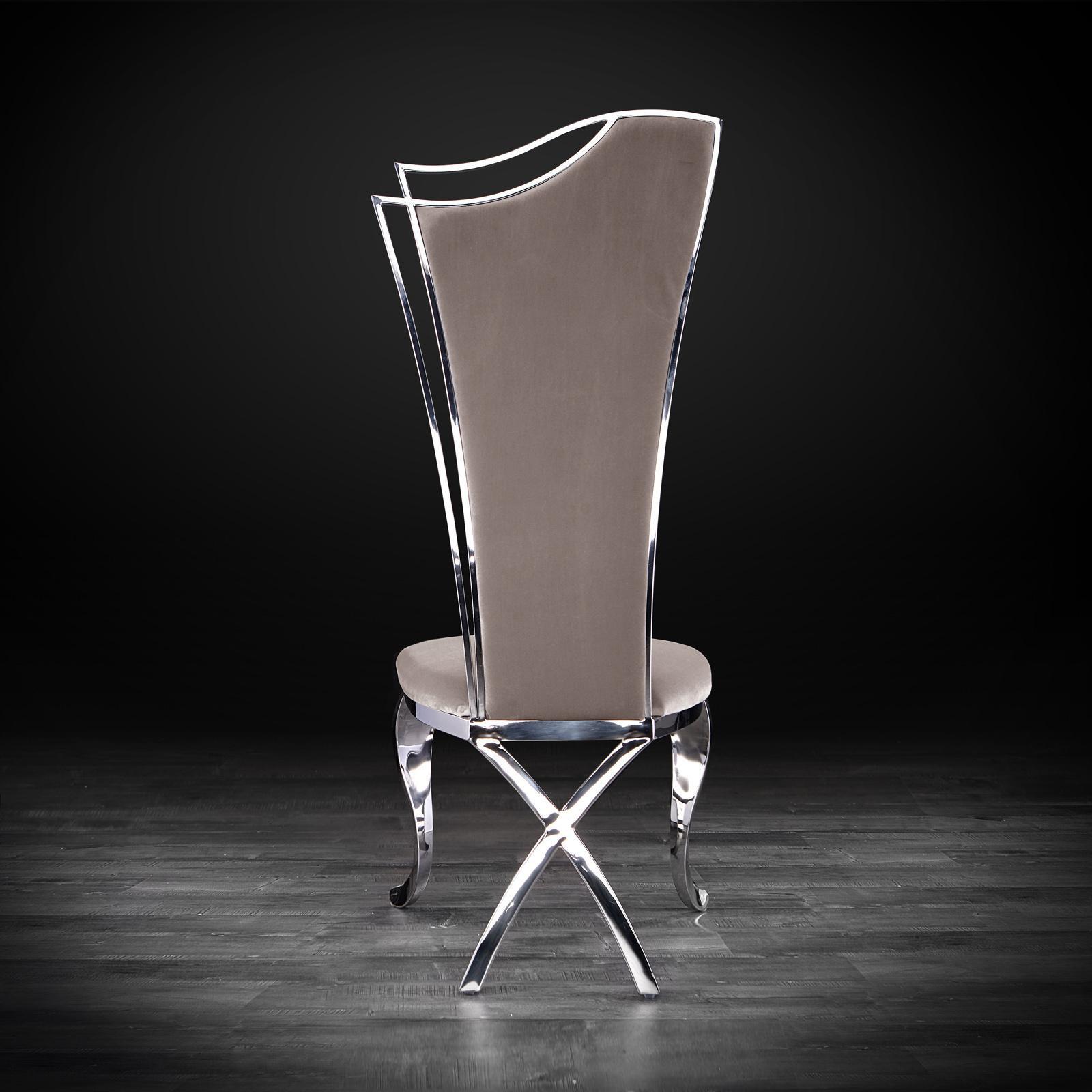 belladonna silver taupe velvet luxury dining chair