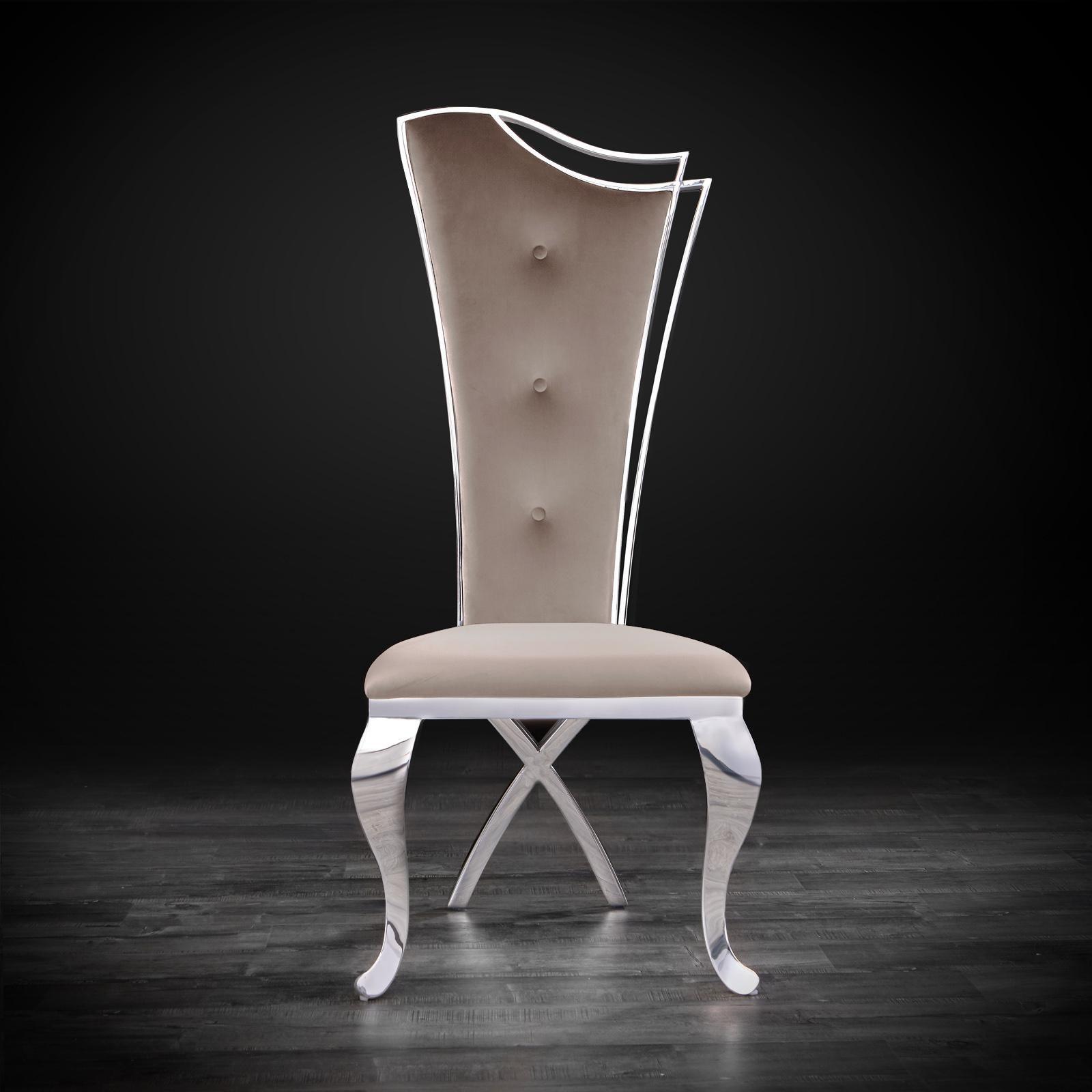 belladonna silver taupe velvet modern dining chair