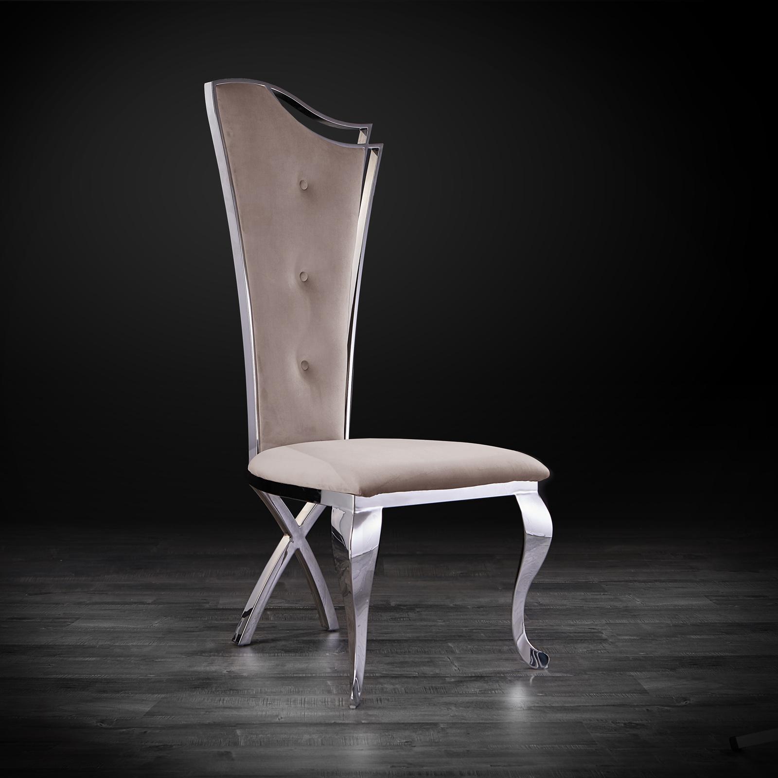 belladonna silver taupe velvet stylish dining chair