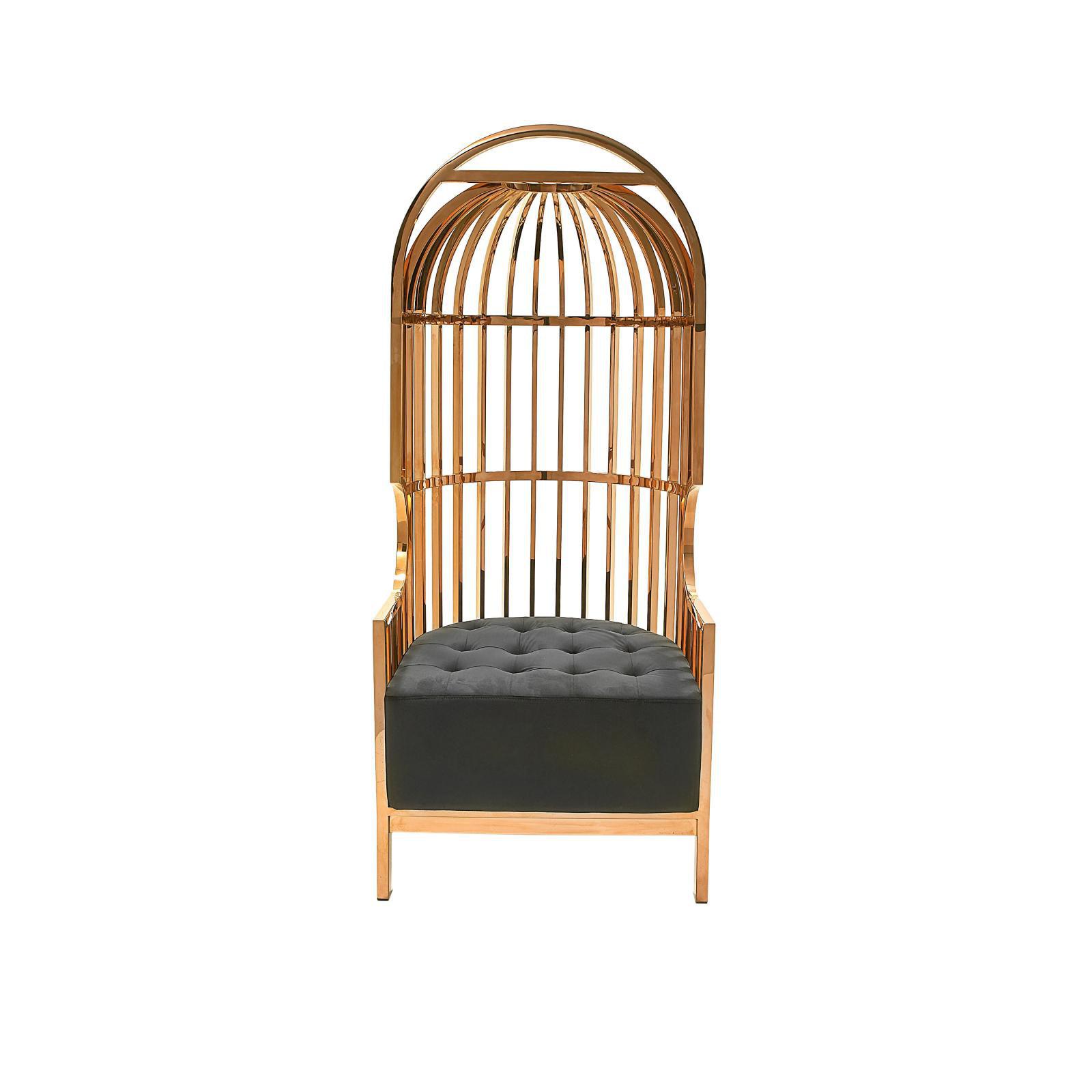 Cage Titanium Gold Black Accent Chair