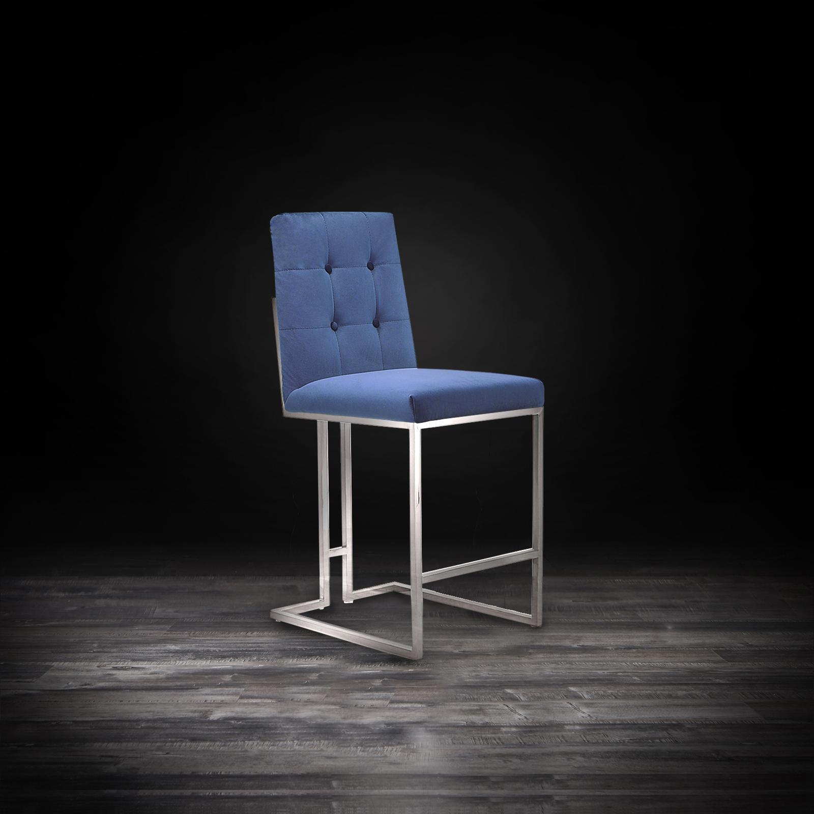 cameron silver dark blue counter stylish bar stool