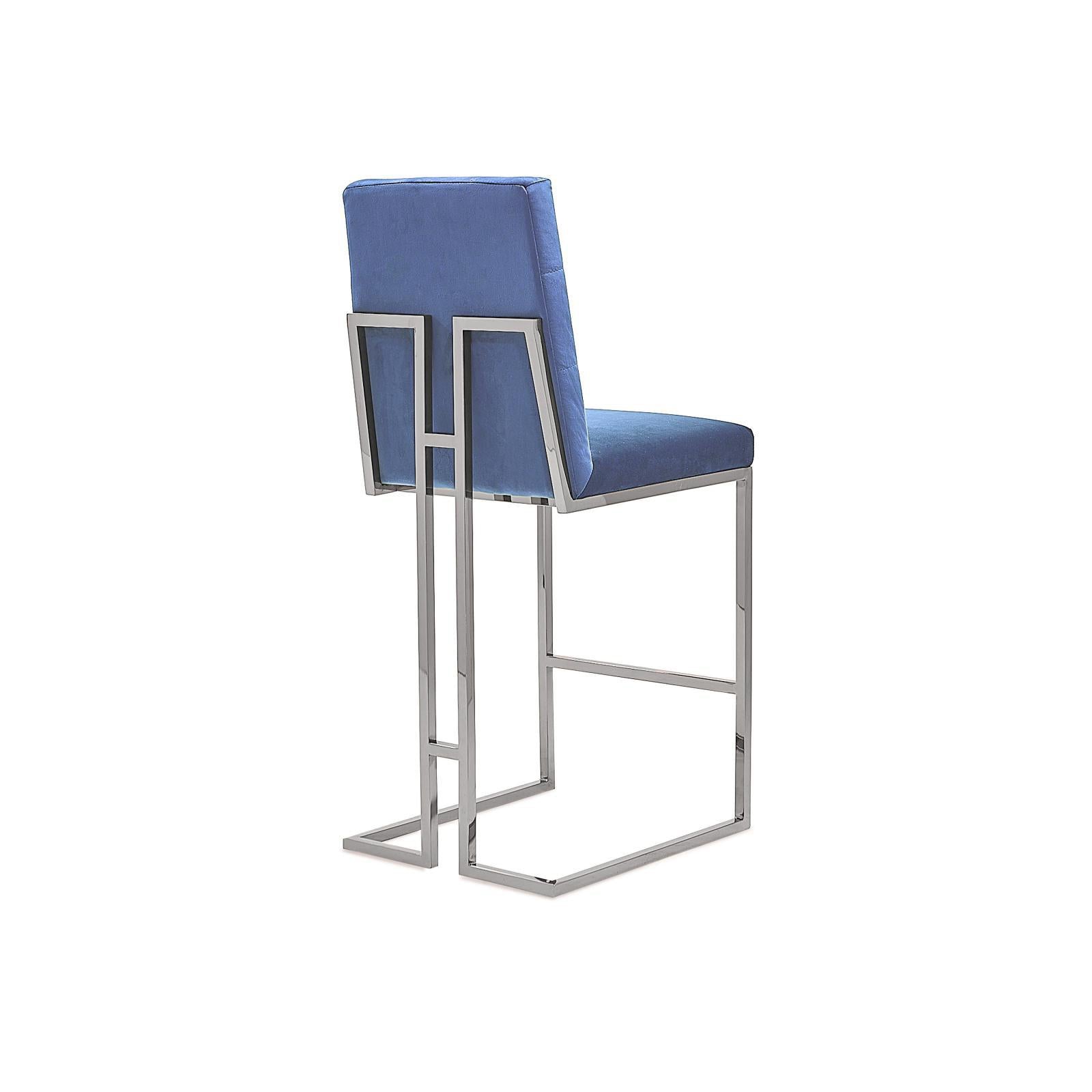 cameron silver dark blue luxury 7 bar stool