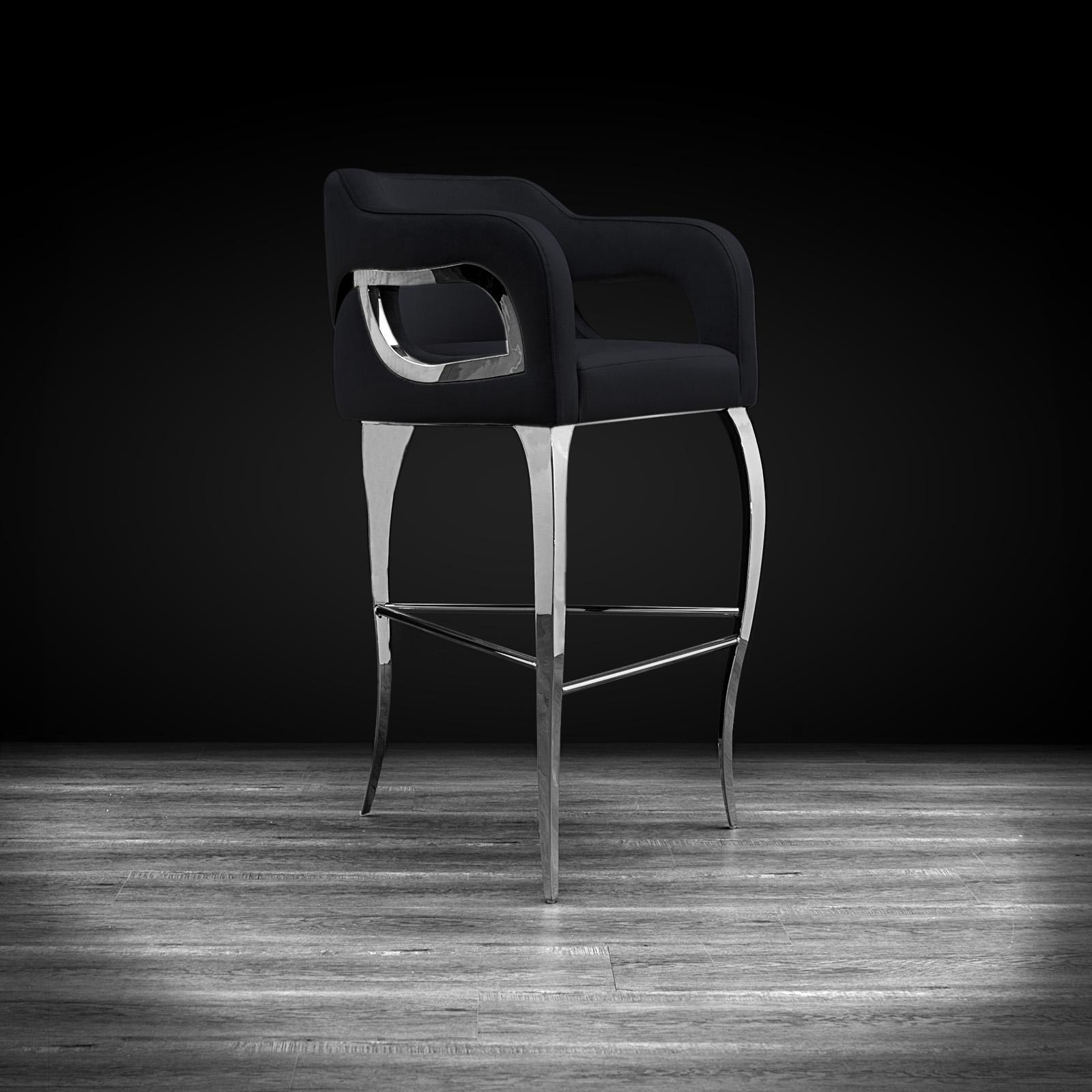 caprice silver black stylish bar stool