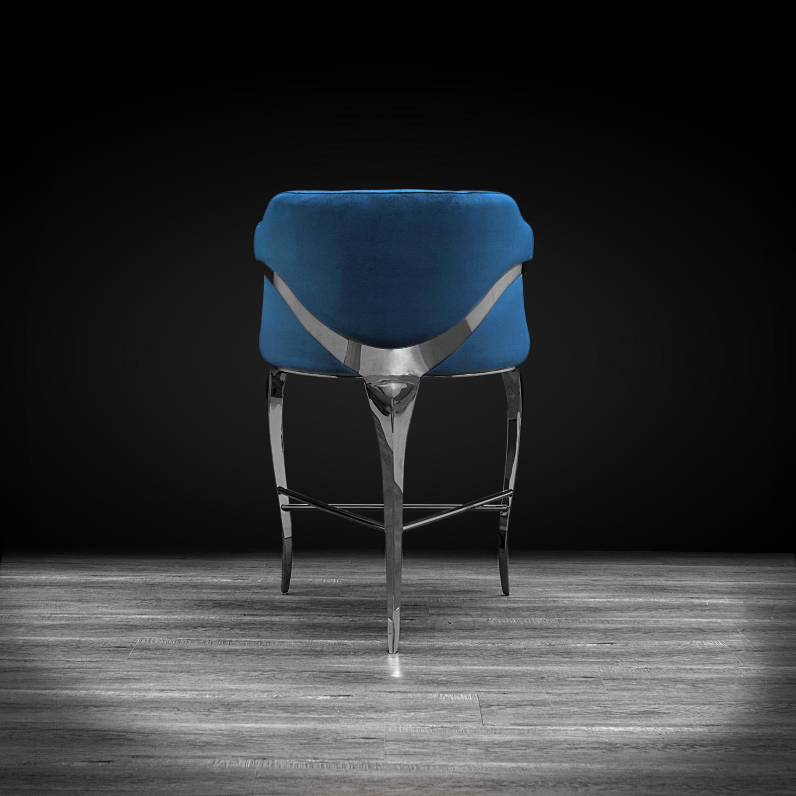 caprice silver counter dark blue allamoda bar stool