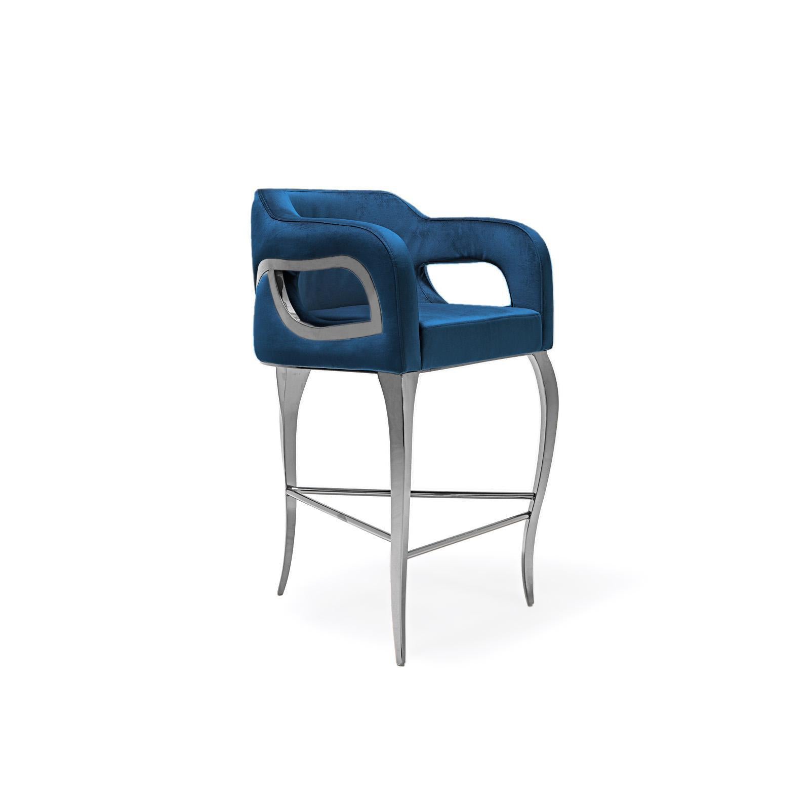 caprice silver counter dark blue stylish 7 bar stool