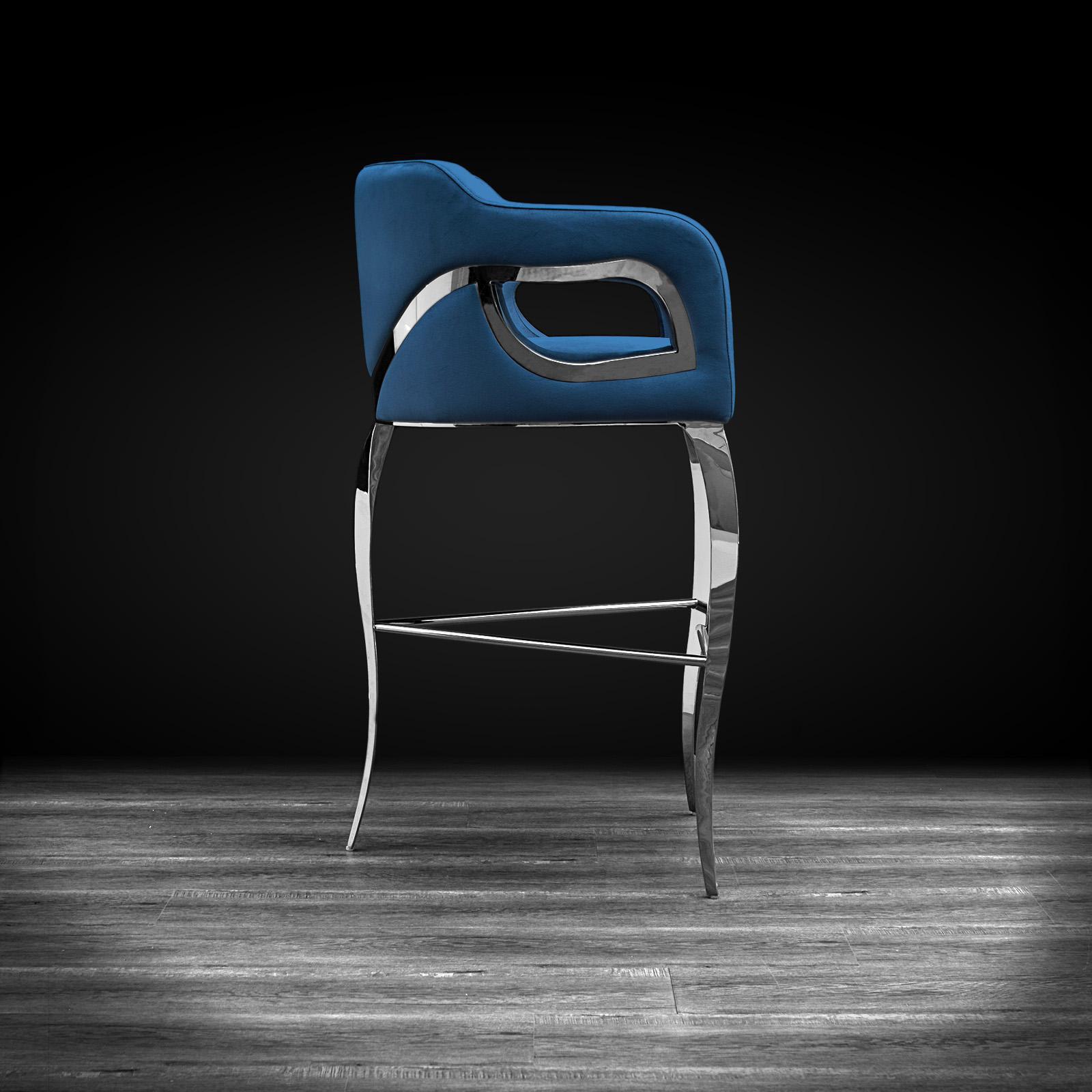 caprice silver dark blue allamoda bar stool