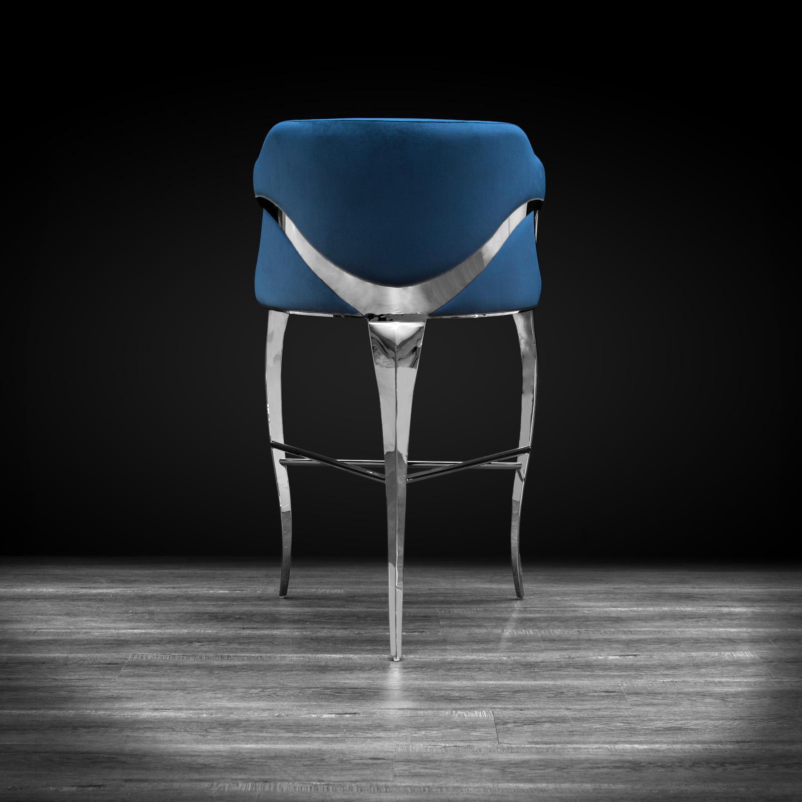 caprice silver dark blue luxury bar stool