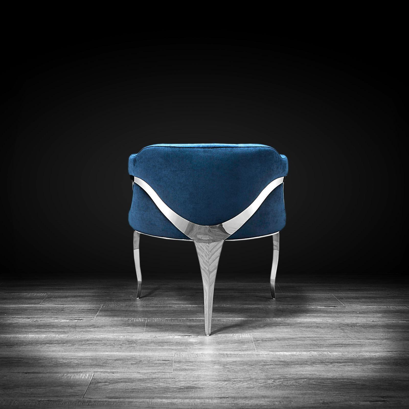 caprice silver dark blue modern 1 dining chair