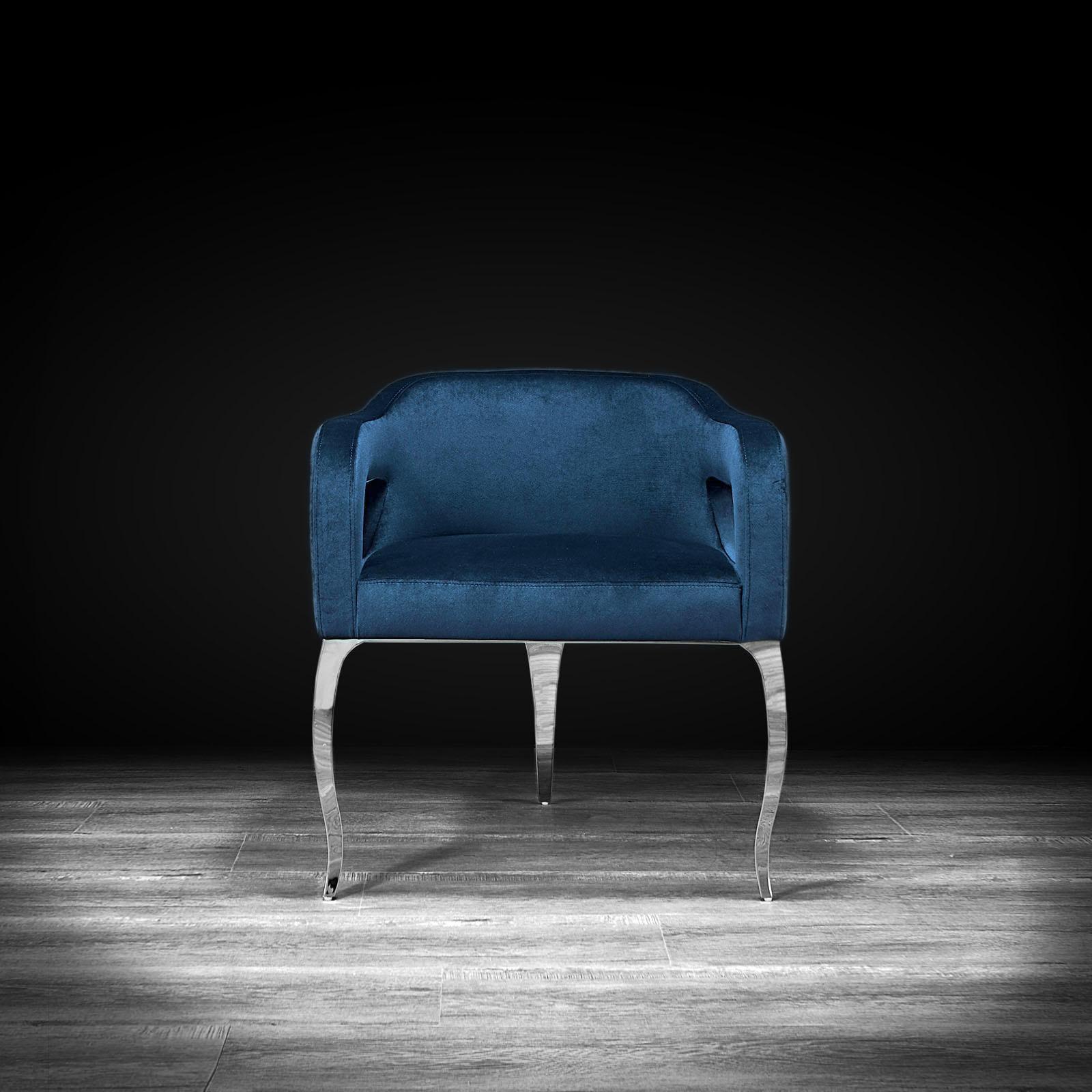 caprice silver dark blue modern dining chair