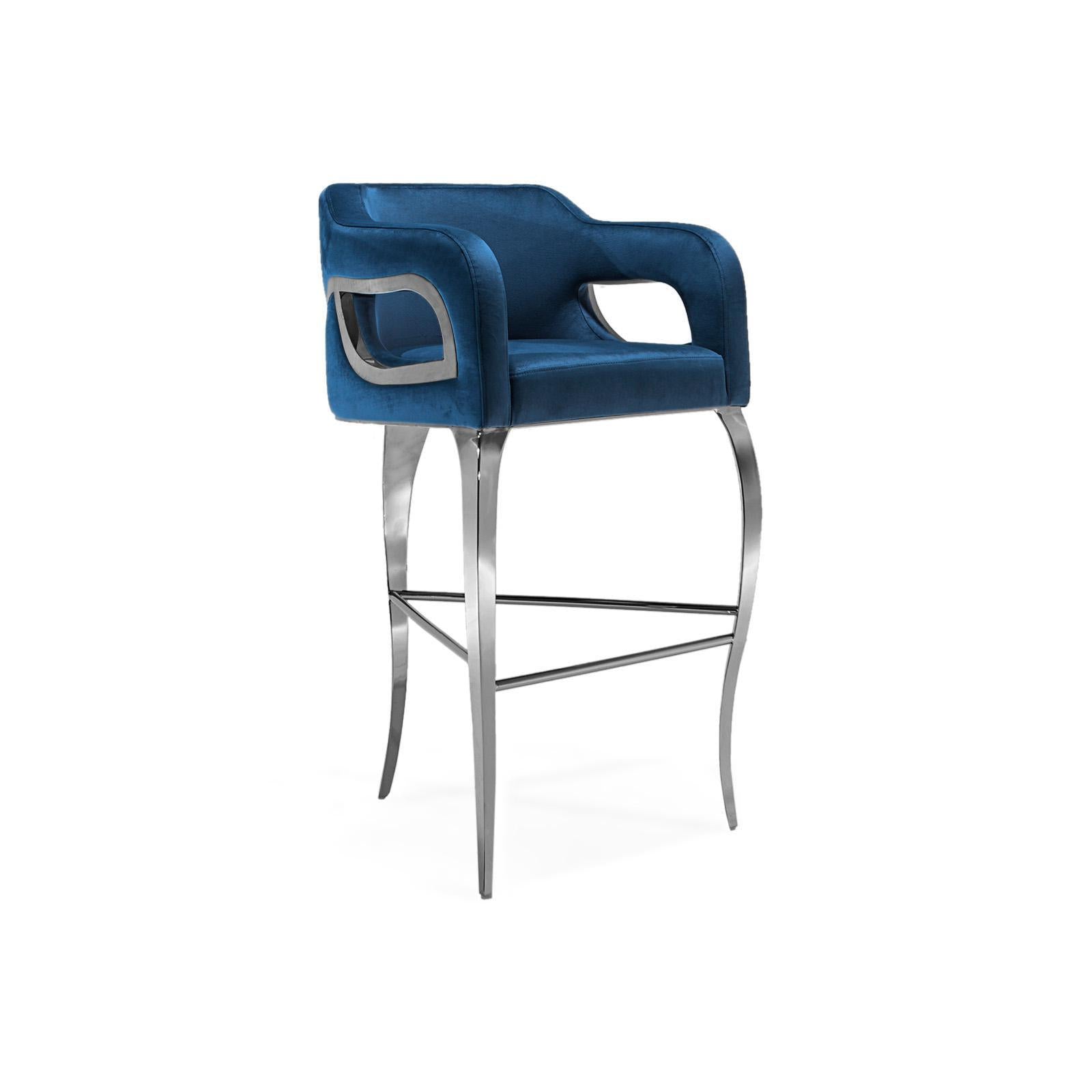 caprice silver dark blue stylish 7 bar stool