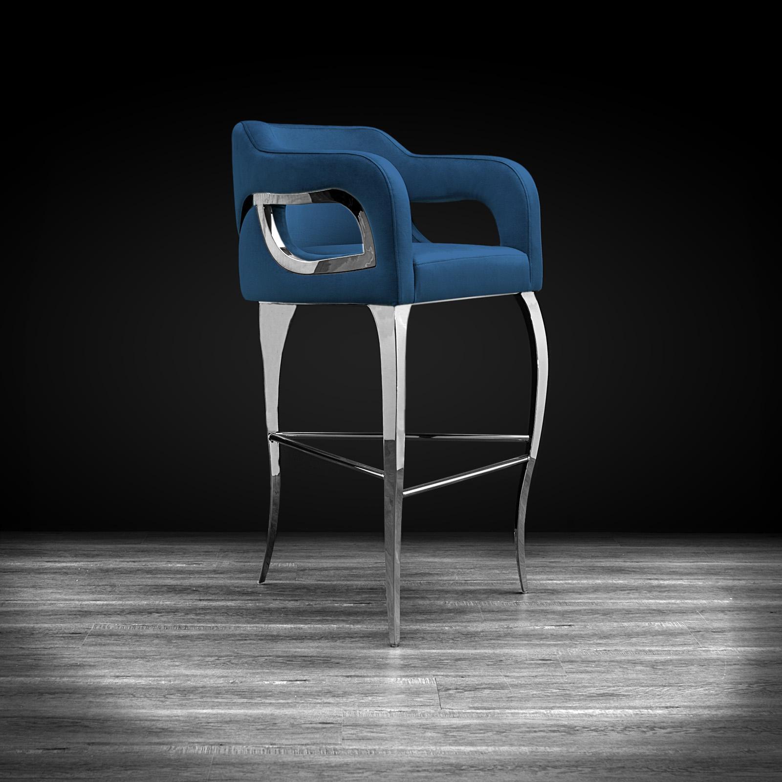 caprice silver dark blue stylish bar stool