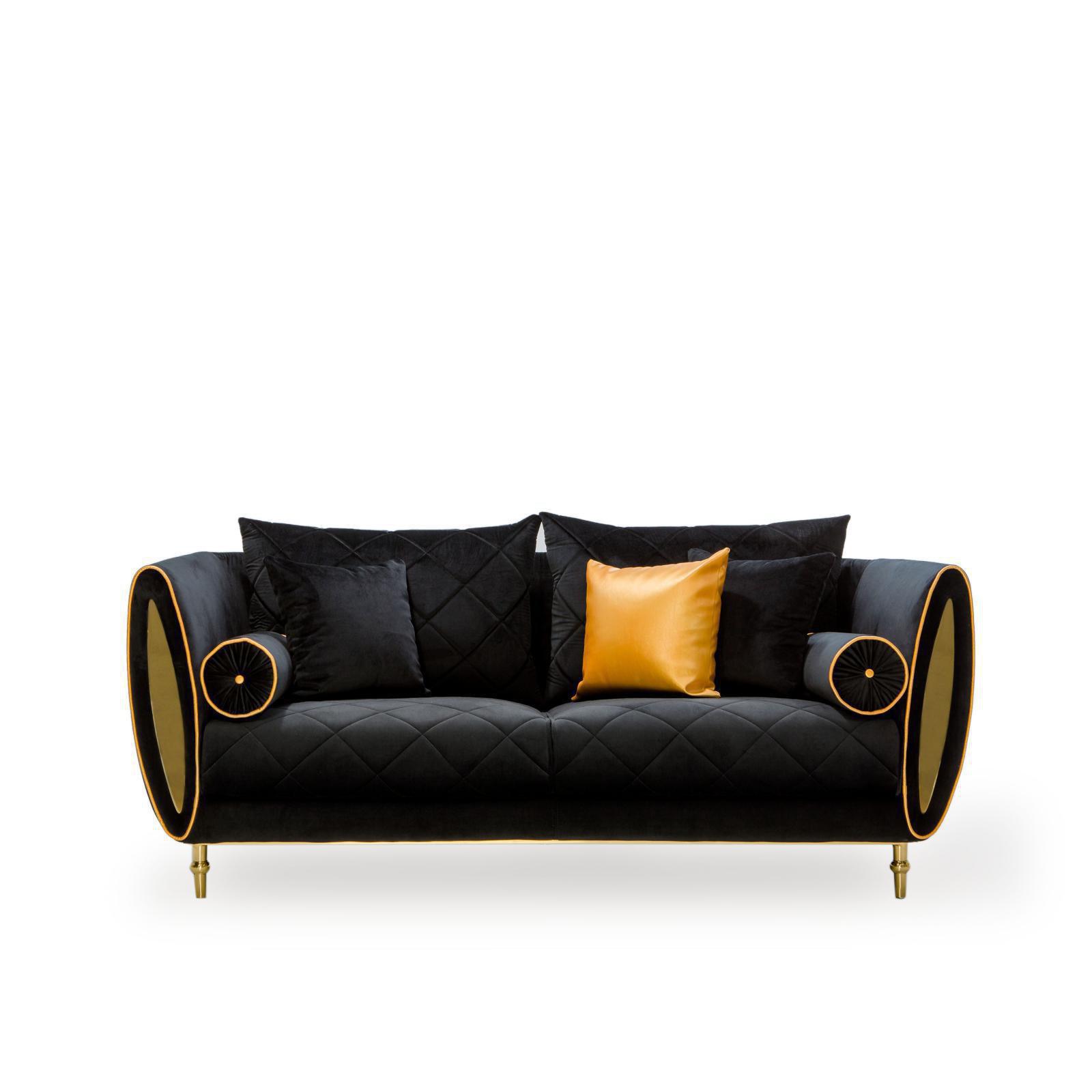 cerchio gold black luxury 7 sofa set