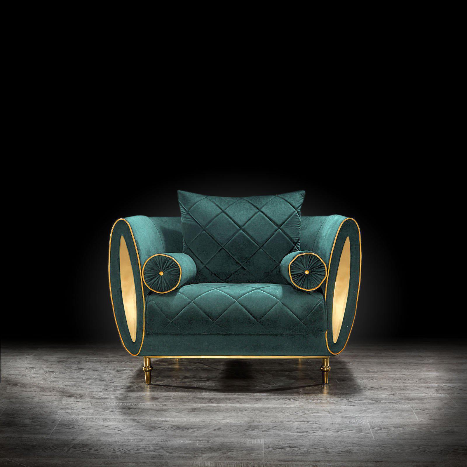 cerchio gold green modern 1 sofa set