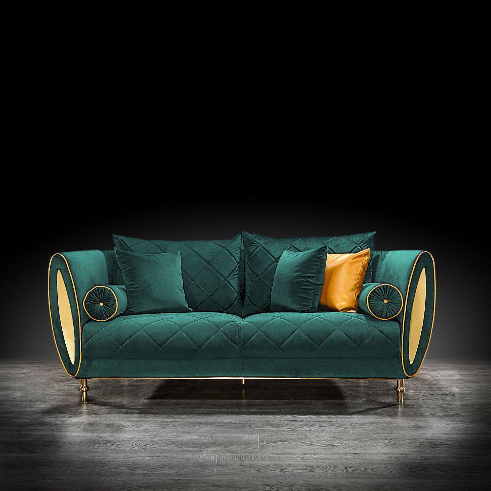 cerchio gold green modern sofa set