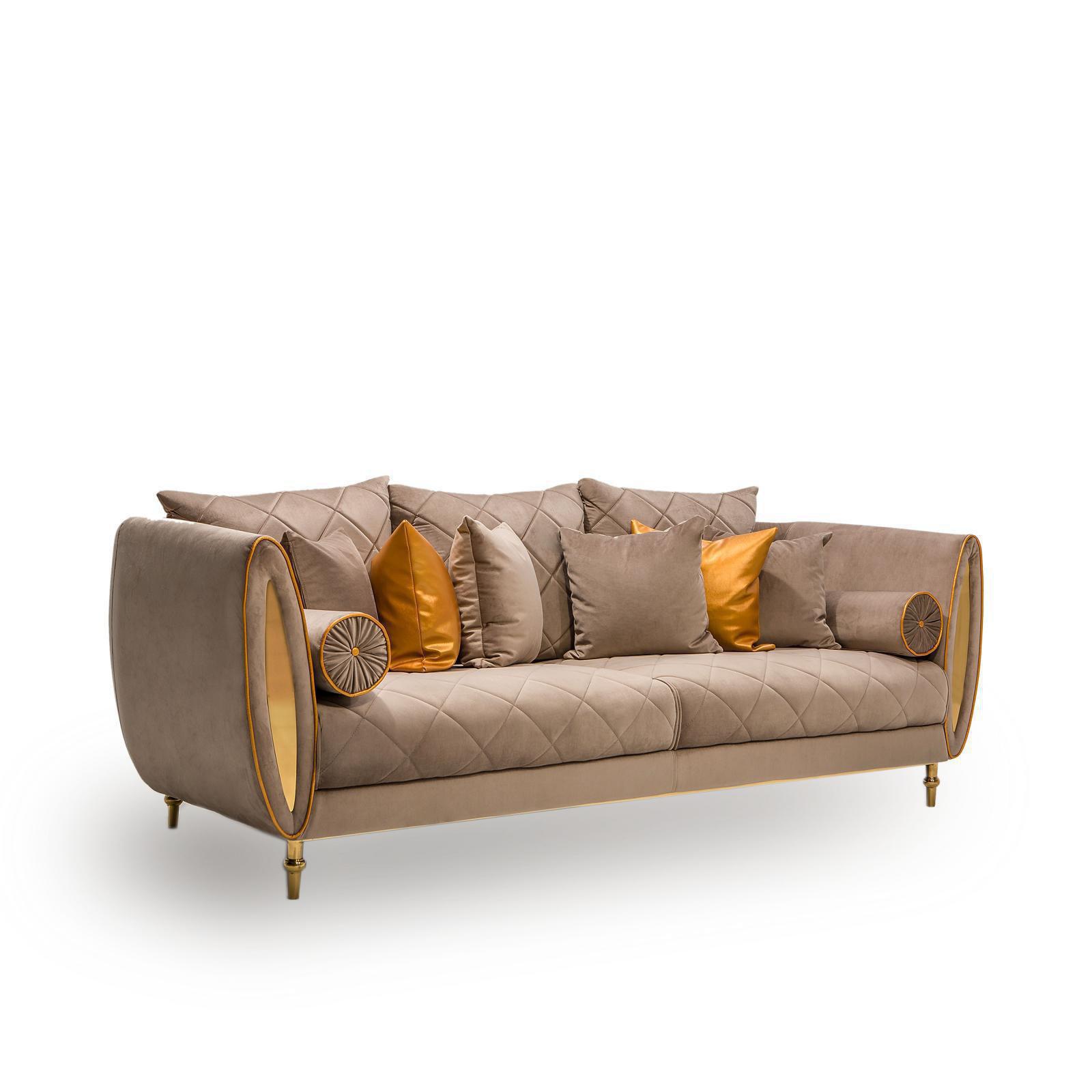 cerchio gold taupe modern 7 sofa set