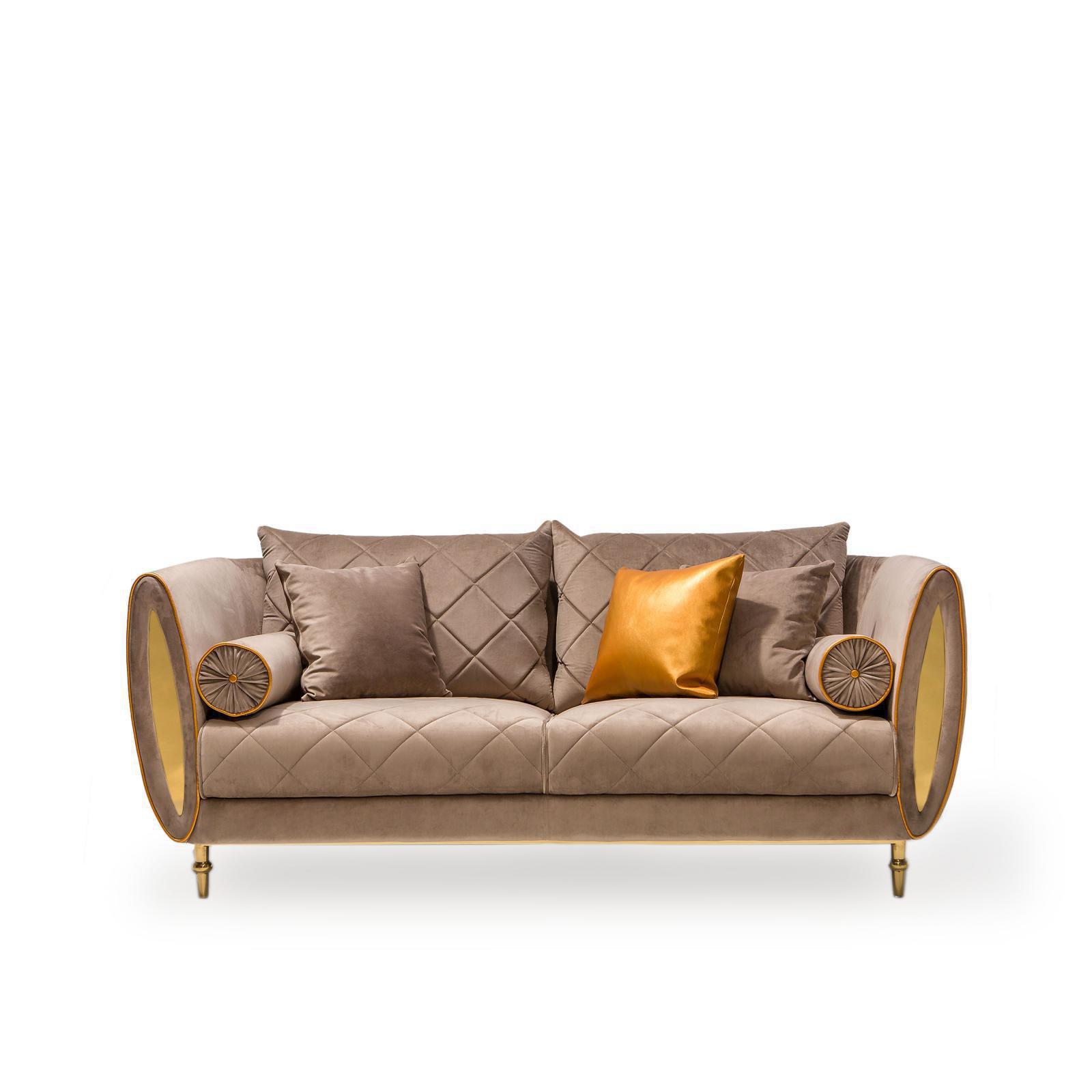 cerchio gold taupe modern 8 sofa set