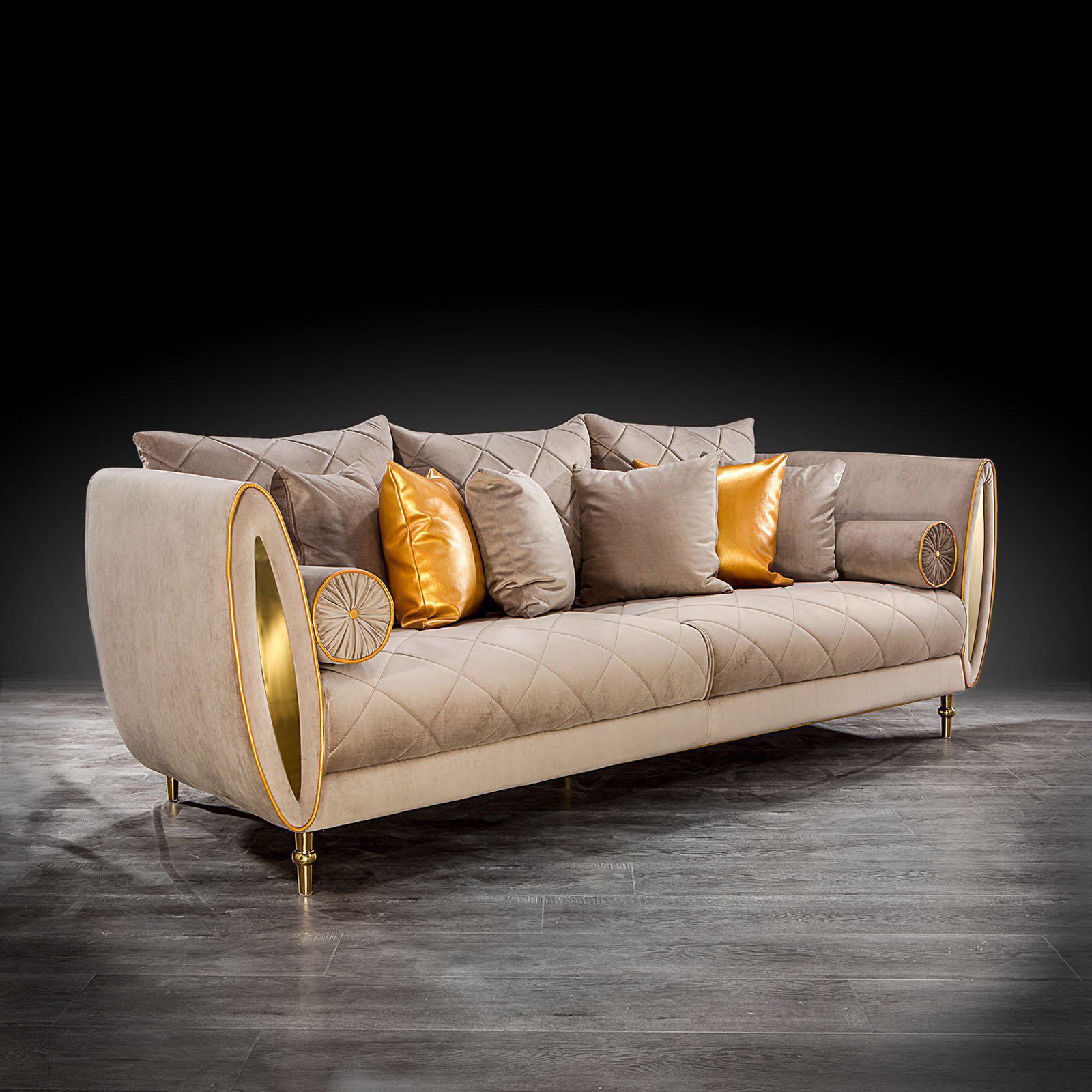 cerchio gold taupe stylish sofa set