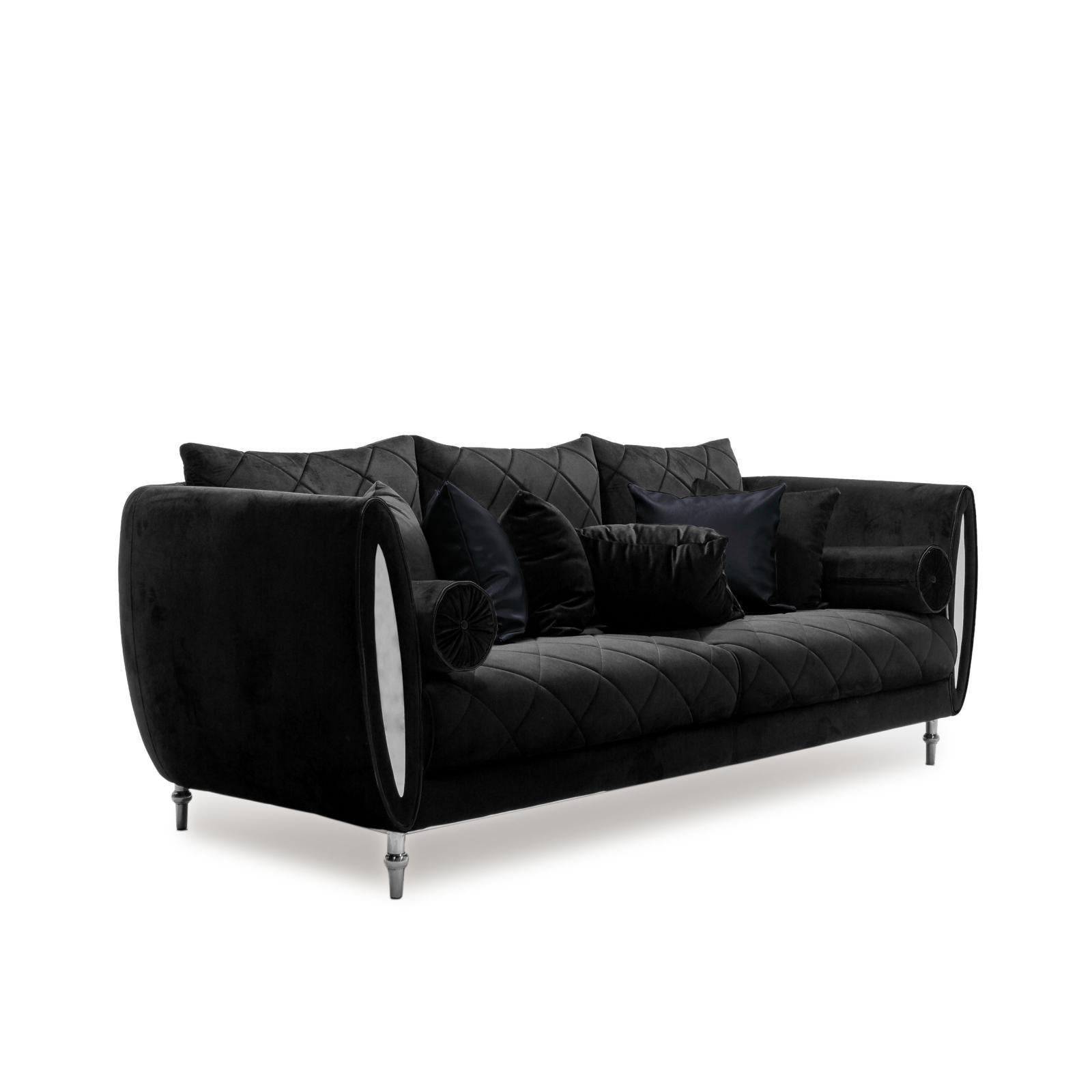 cerchio silver black modern 7 sofa set