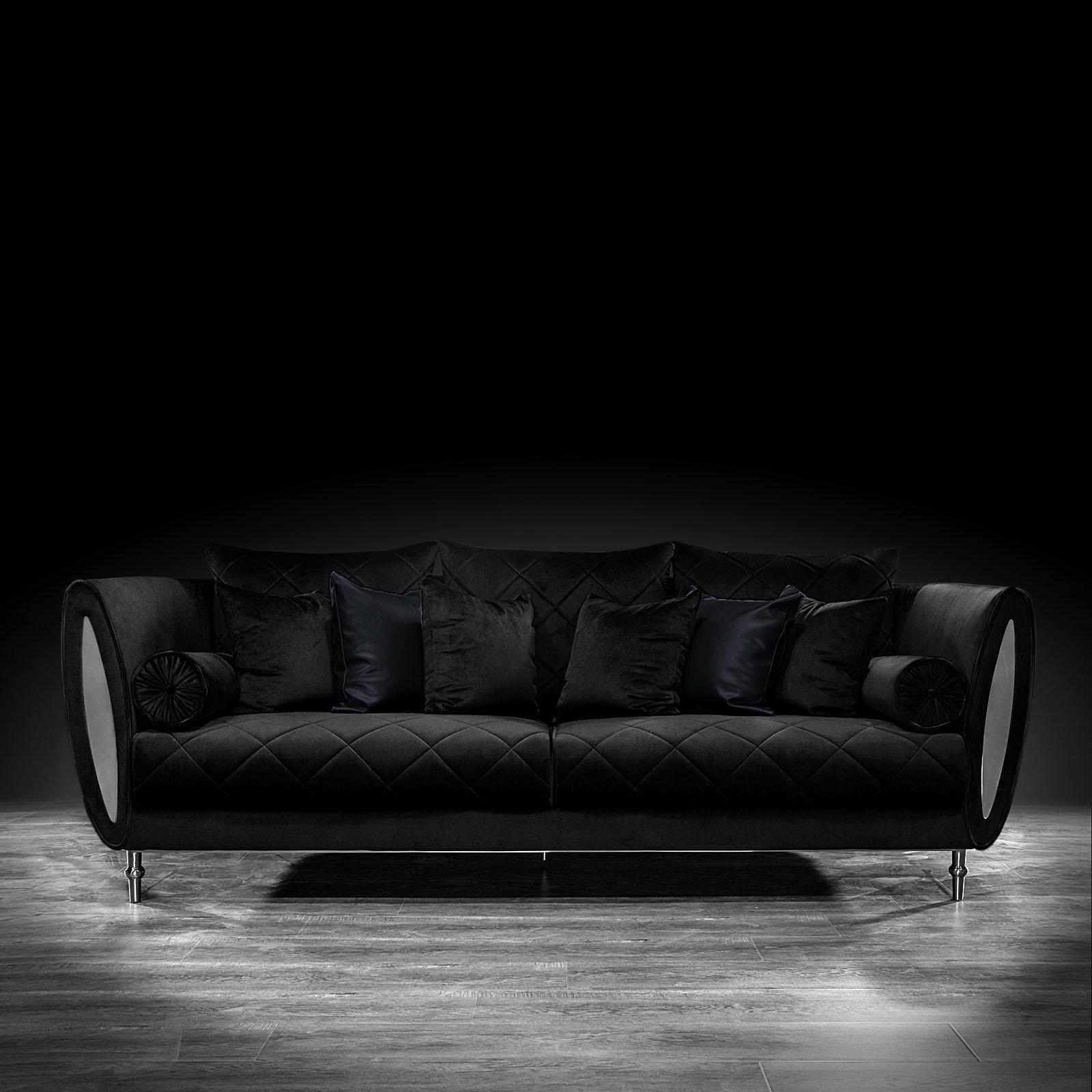 cerchio silver black modern sofa set