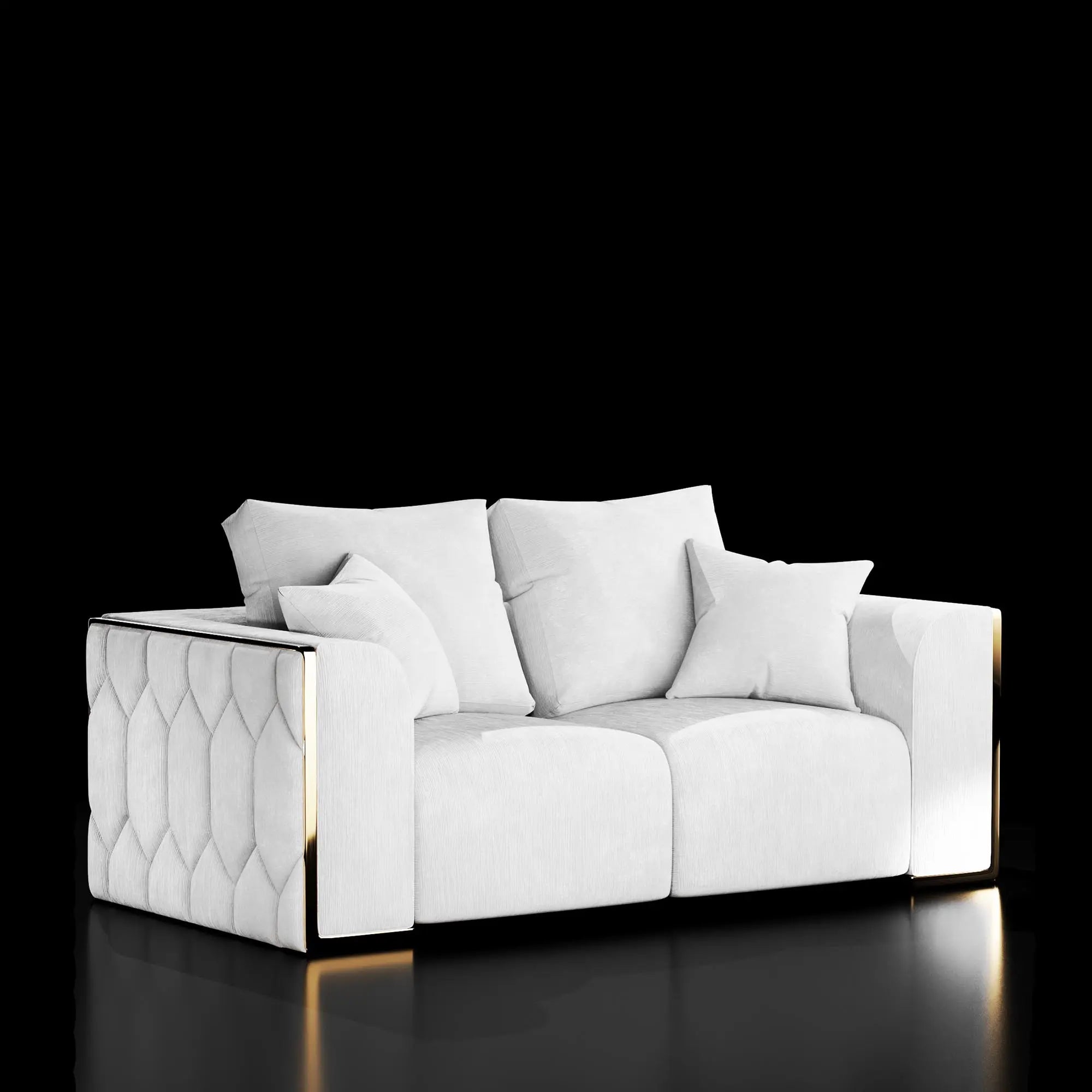 Dino Gold Sofa Set | Ivory   My Store Loveseat Sofa Set