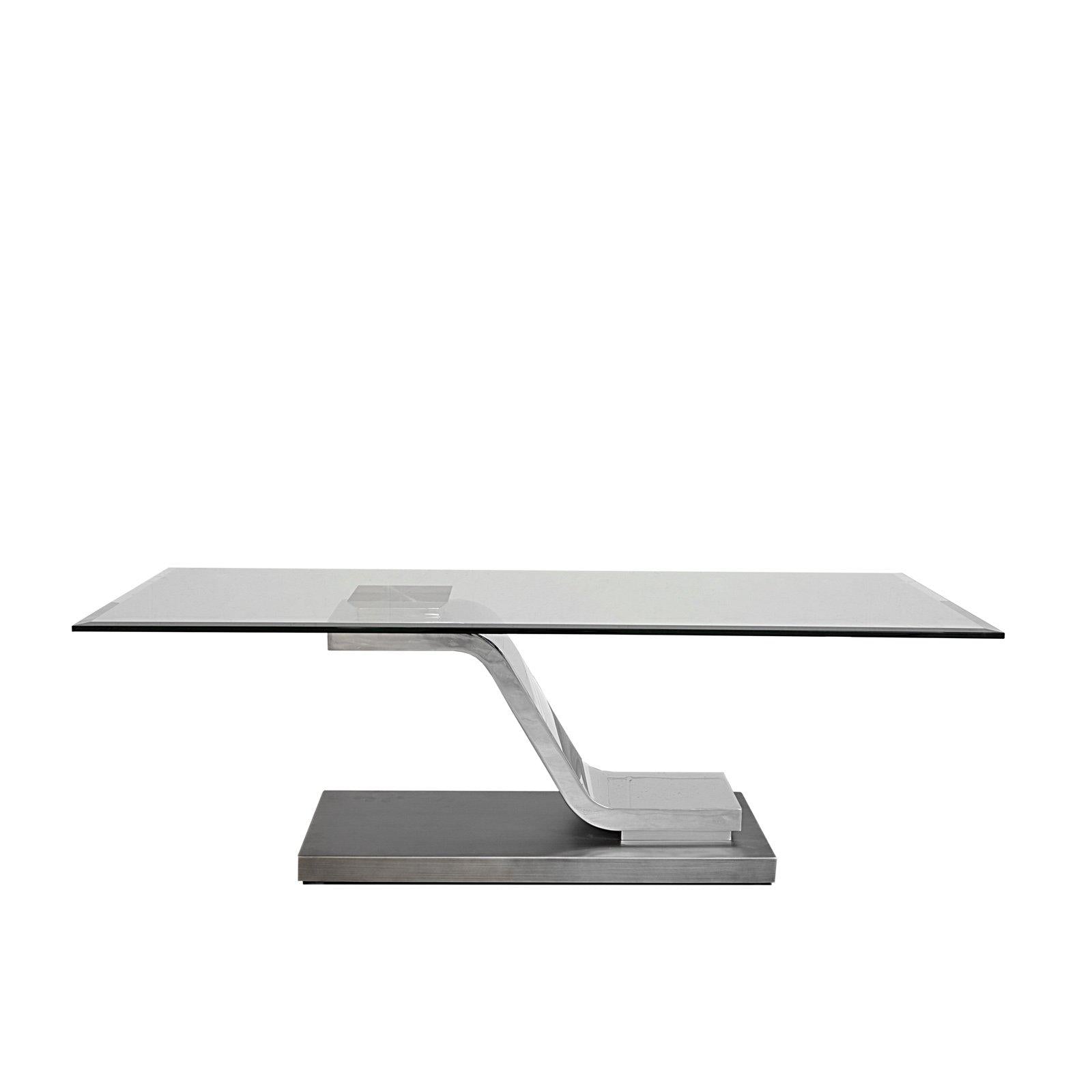 float silver coffee table